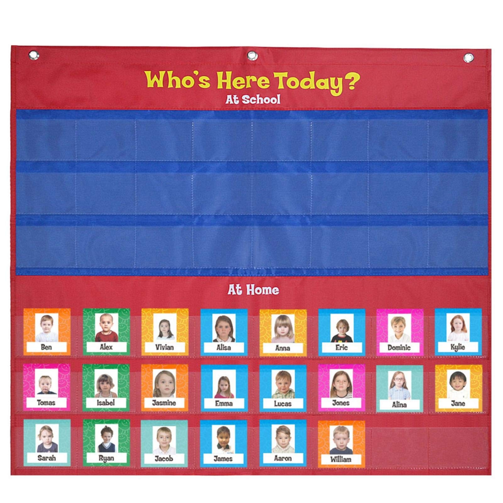 Amazon A R Classroom Attendance Chart Who Is Here Today Helping Hands Pocket Chart For Classroom Classroom Organization Teacher Accessories For Preschool Sunday School Kindergarten Daycare Office Products