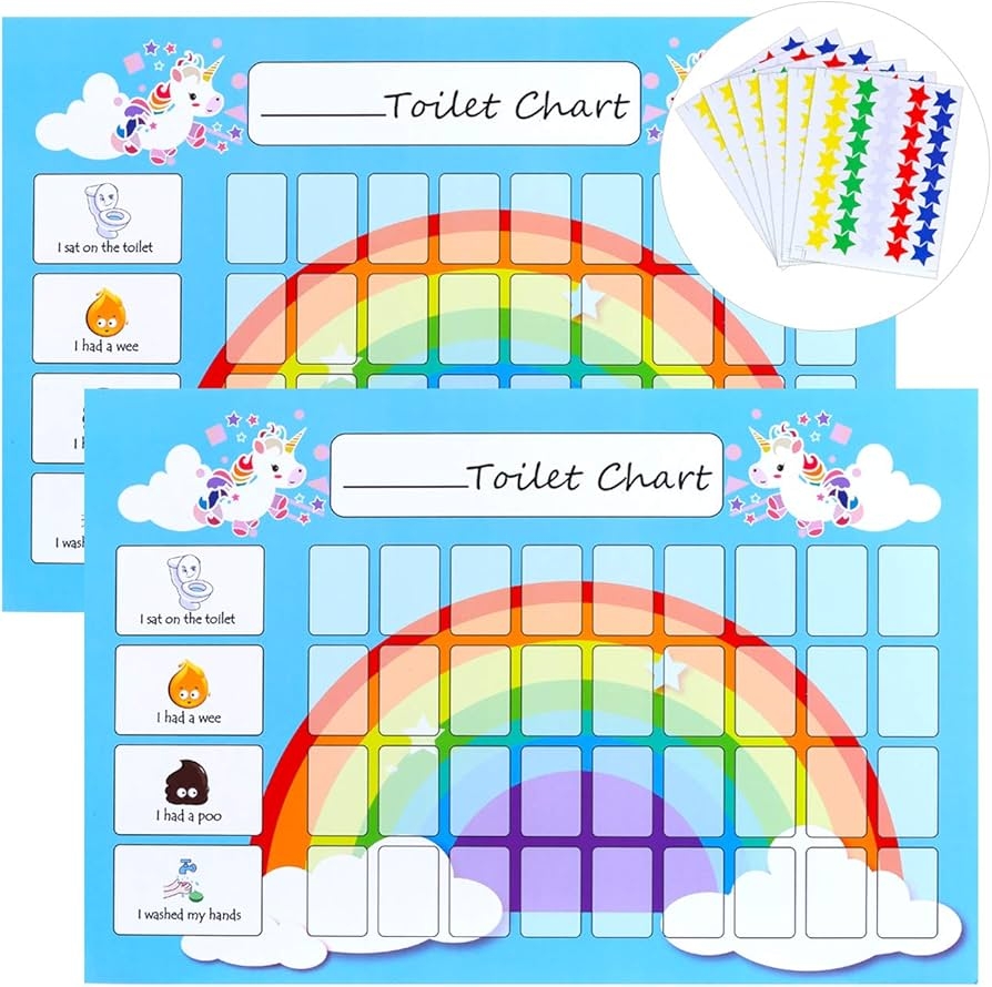 Amazon GWHOLE 2 Pack Of Unicorn Potty Training Toilet Training Reward Chart With 270 Star Stickers For Toddlers Boys Girls Baby