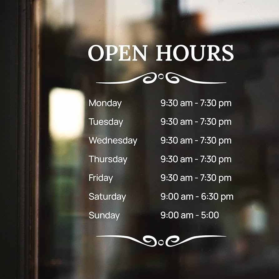 business hours open sign
