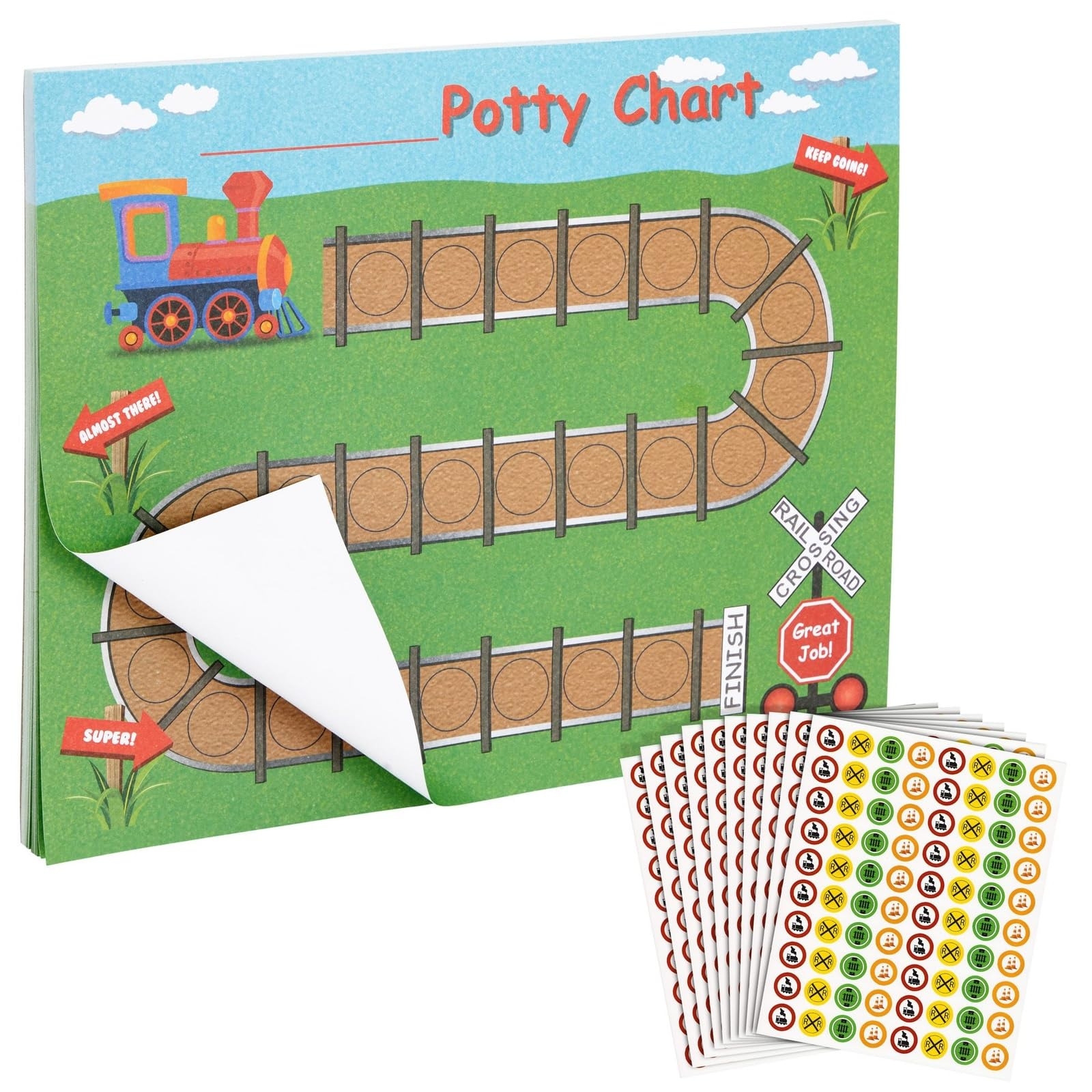 Amazon Potty Training Chart Sticker Incentive Chart For Toddlers Train Themed Layout Potty Training Incentives For Boys Reward Train Sticker Sheets 50 Ct 10 3 X 8 3 In Office Products