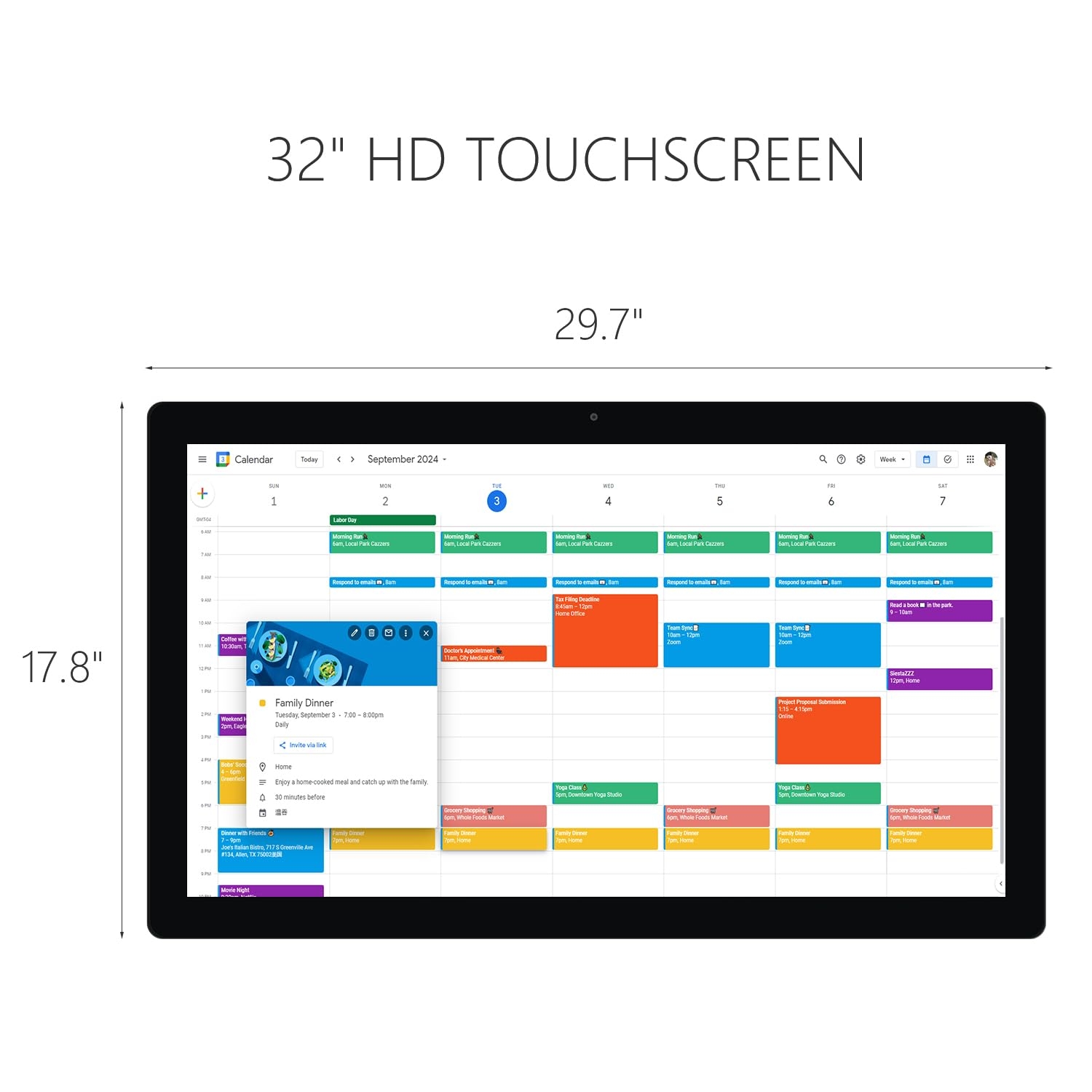 Amazon WOGO 32 Inch Digital Calendar Chore Chart Touchscreen Interactive Monitor For Family Schedules Built In Speakers And Camera Electronic Calendar Include Wall Mount Desk Stand Office Products