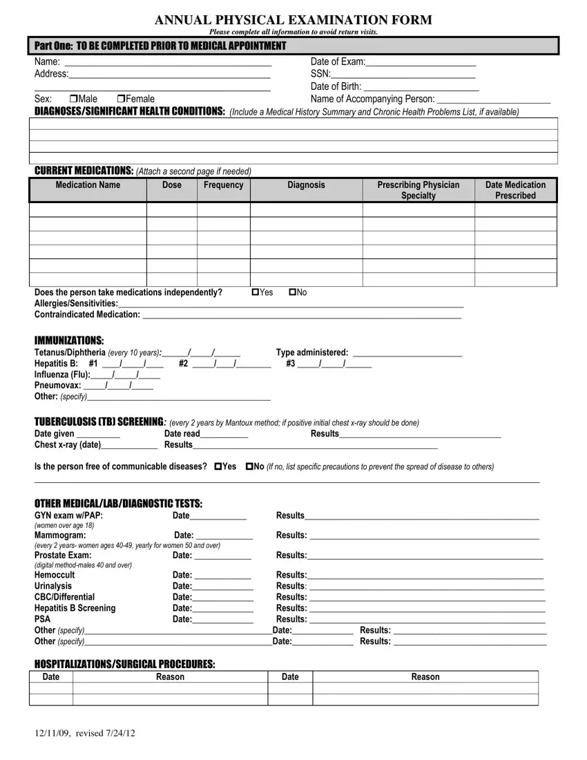 Annual Physical Examination PDF Form FormsPal