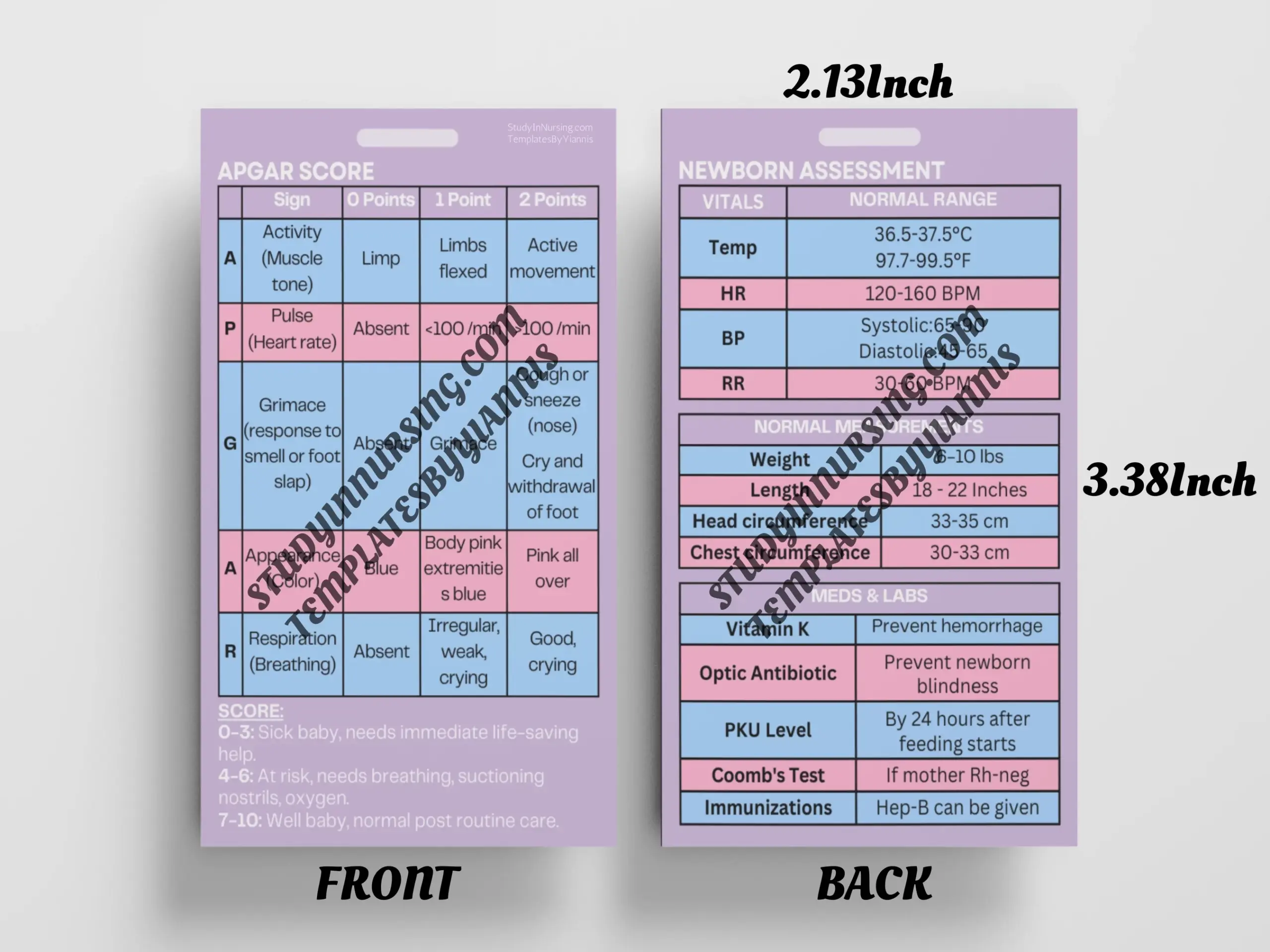 APGAR Score Reference Newborn Assessment Badge Buddy Card Study In Nursing