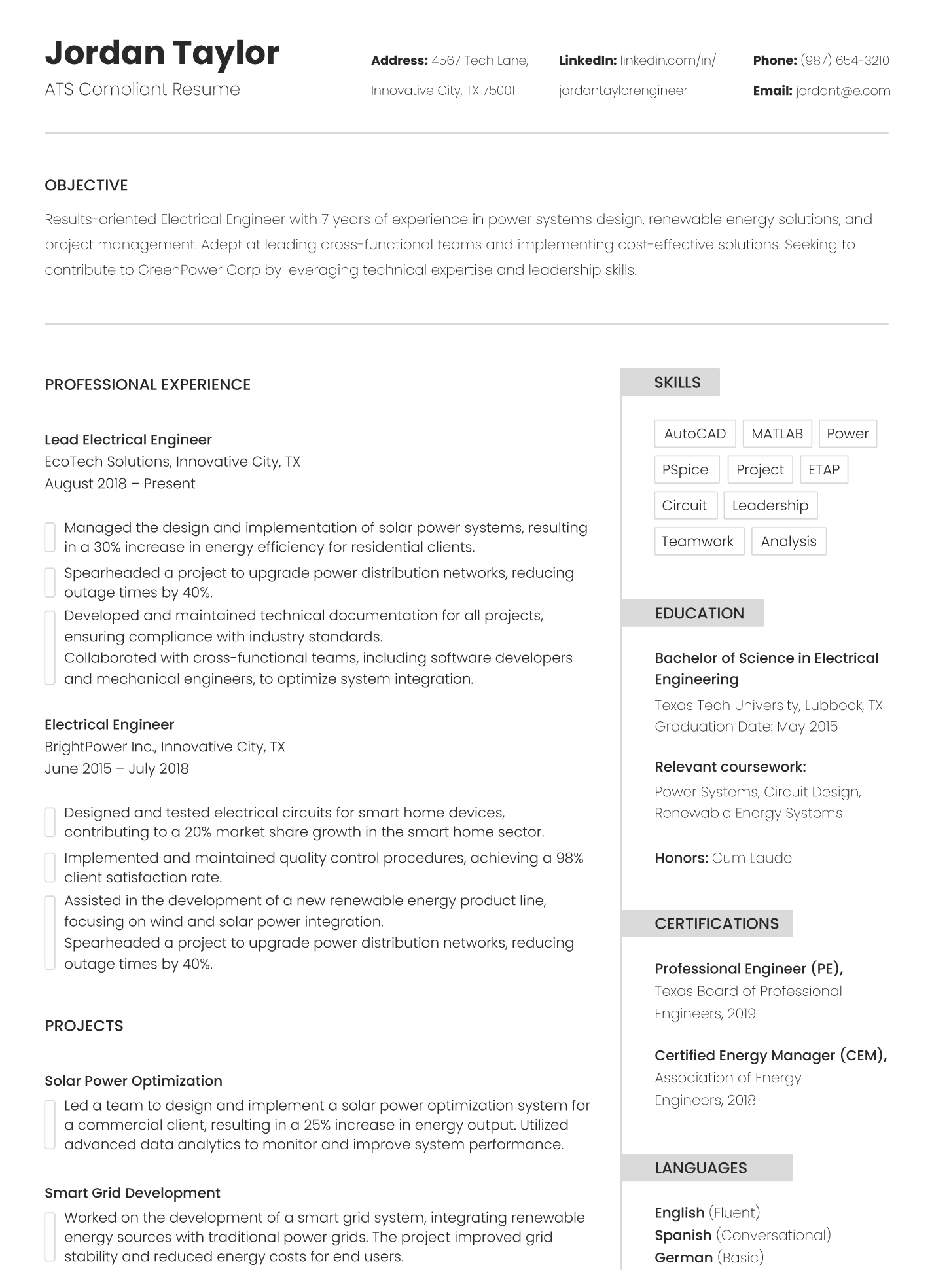 ATS Compliant Resume Free Google Docs Template Gdoc io
