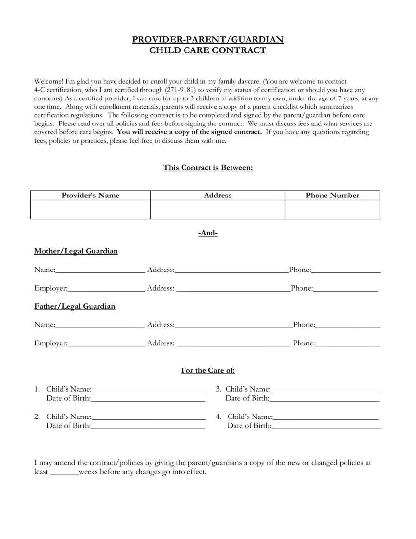 Babysitting Form For Parents Fill Out Printable PDF