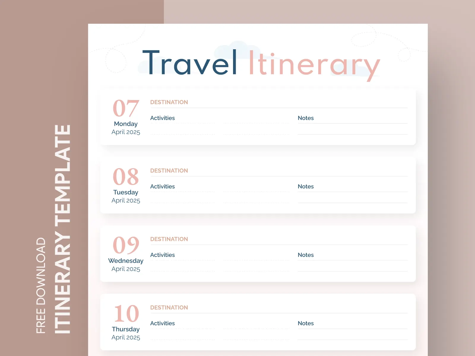 google docs itinerary template