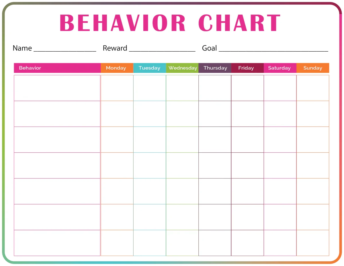 free printable behavior charts