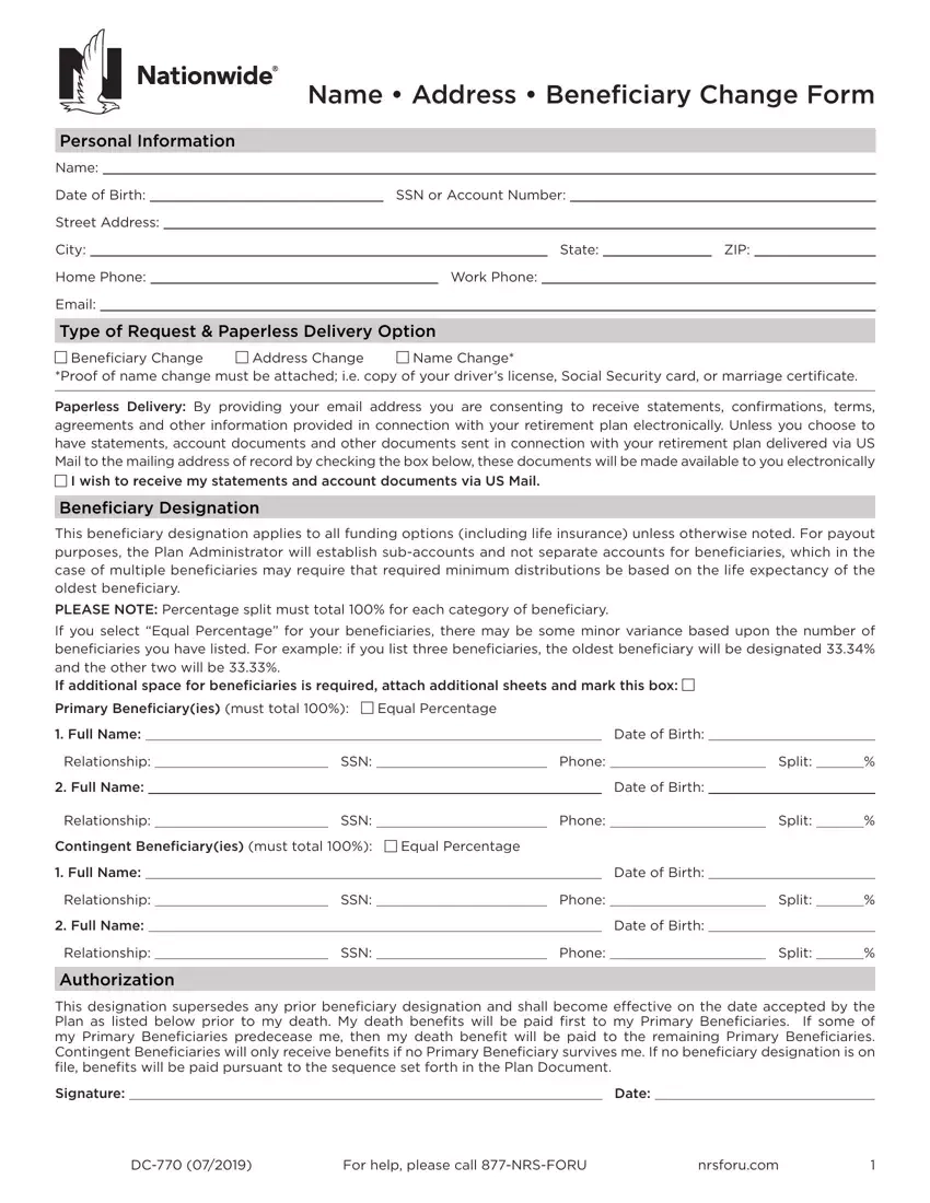 free printable beneficiary forms