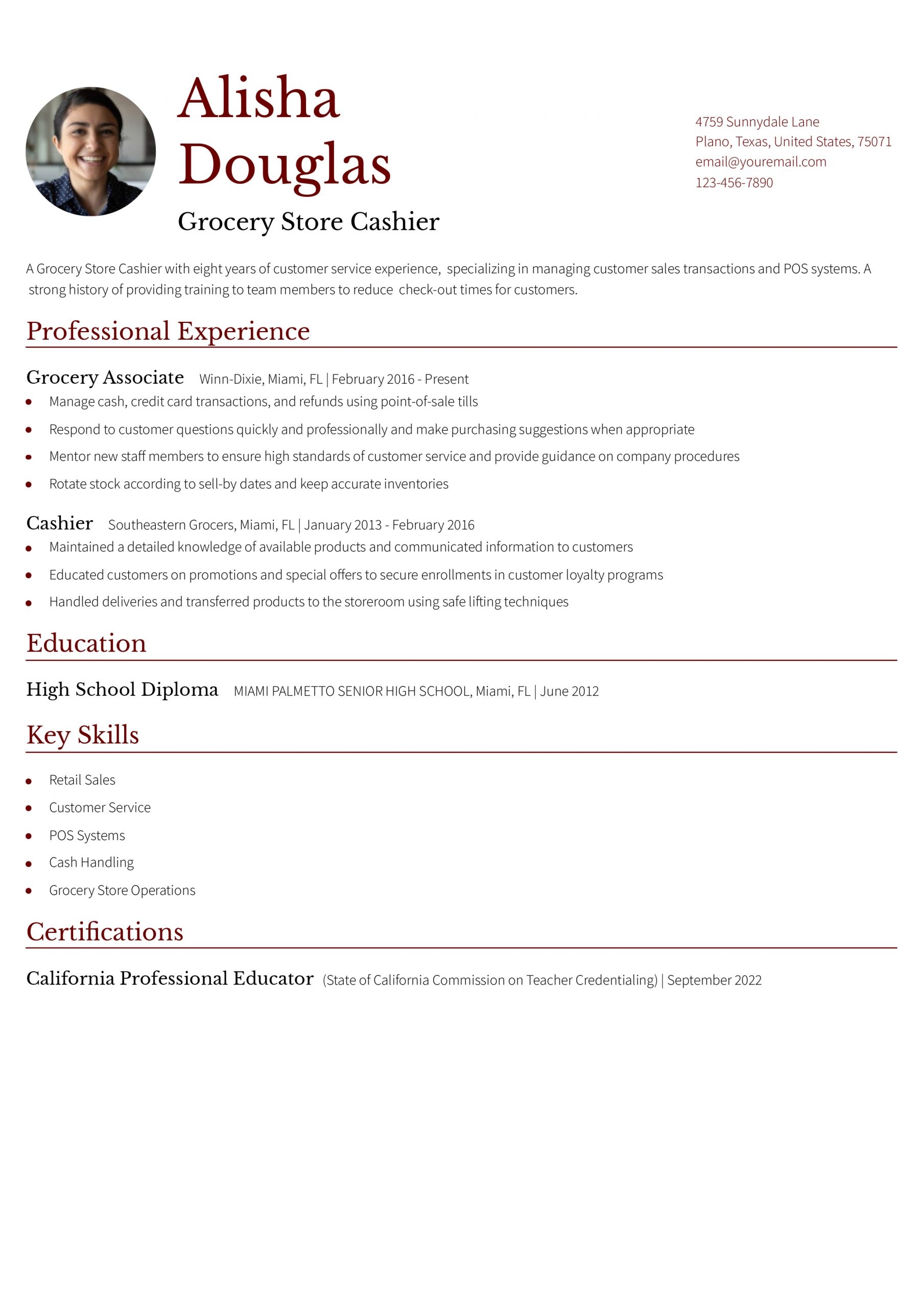 Best Grocery Store Cashier Resume Examples And Templates For 2026 ResumeBuilder