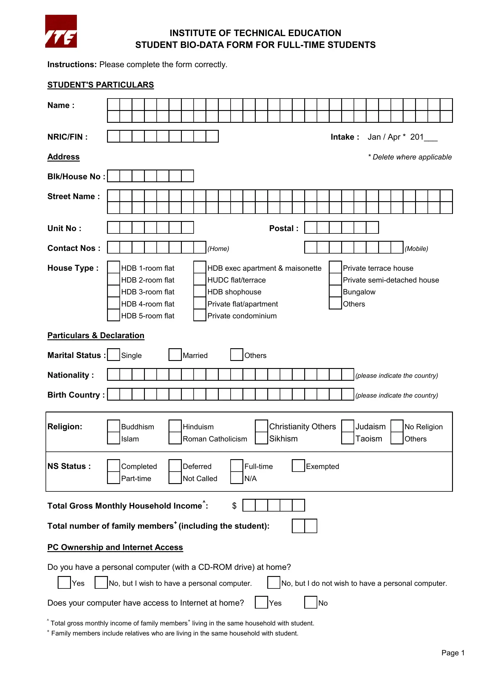 Bio Data Form For Students Fill Out Printable PDF Forms