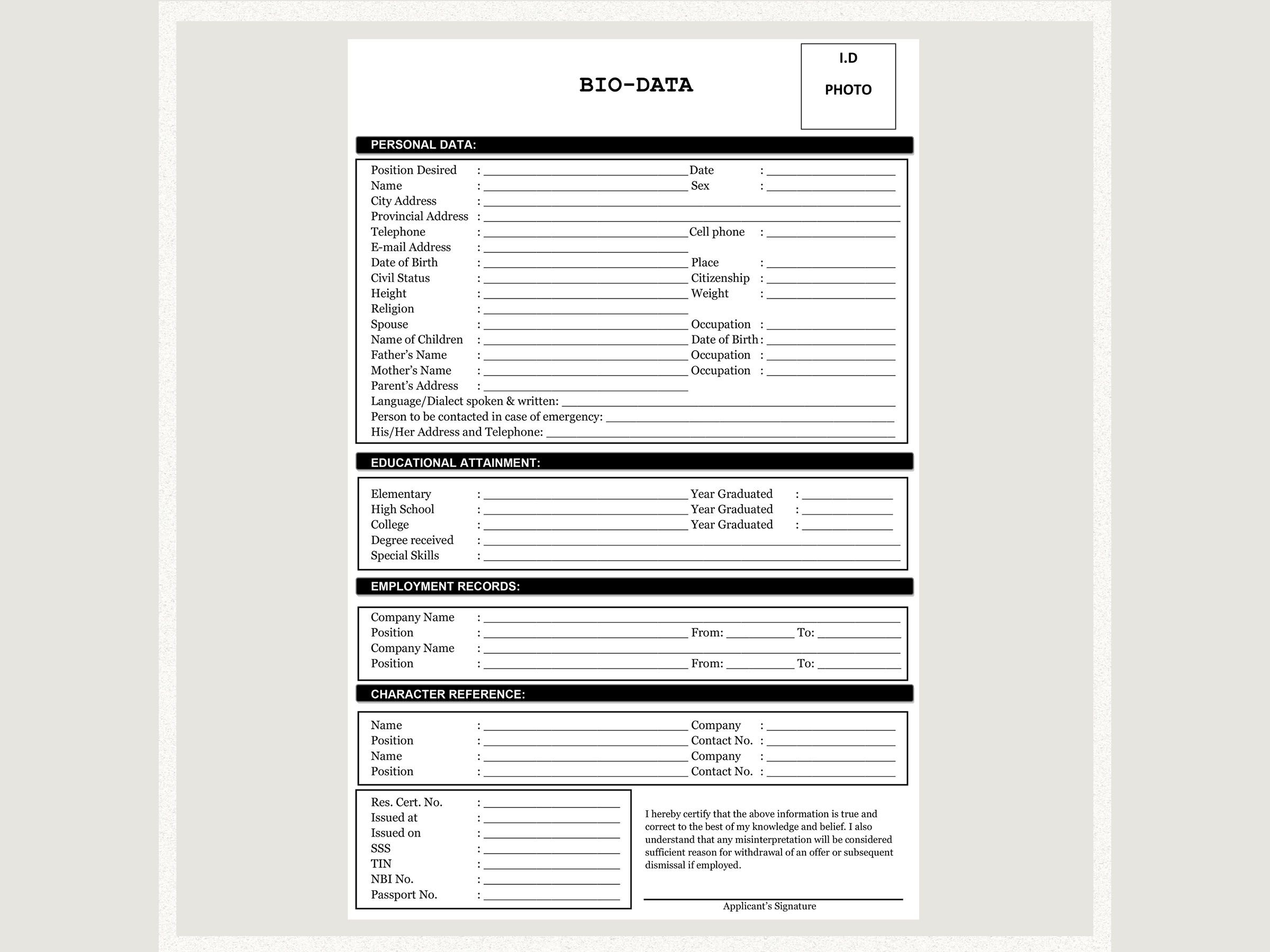 Biodata Template PDF File By Amph2018 Raket PH