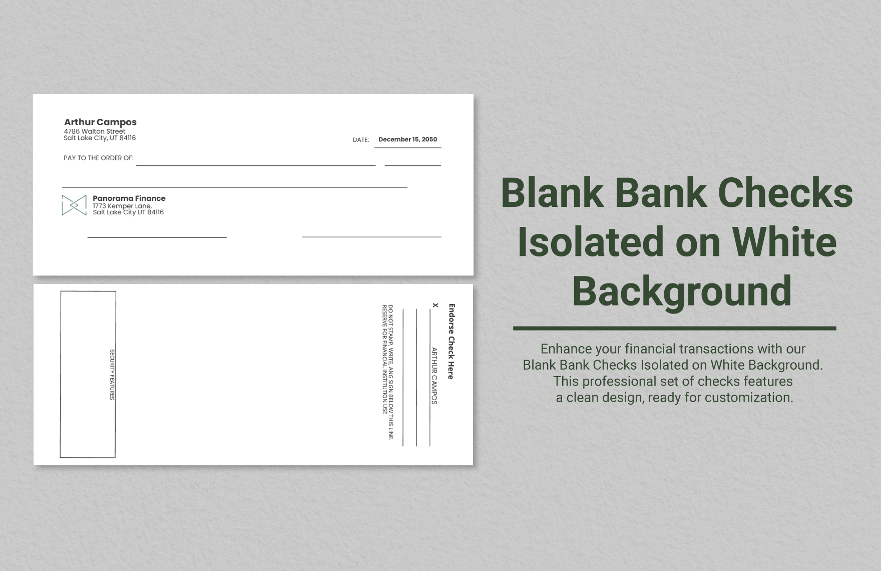 Blank Bank Checks Isolated On White Background In Word Illustrator PSD Download Template