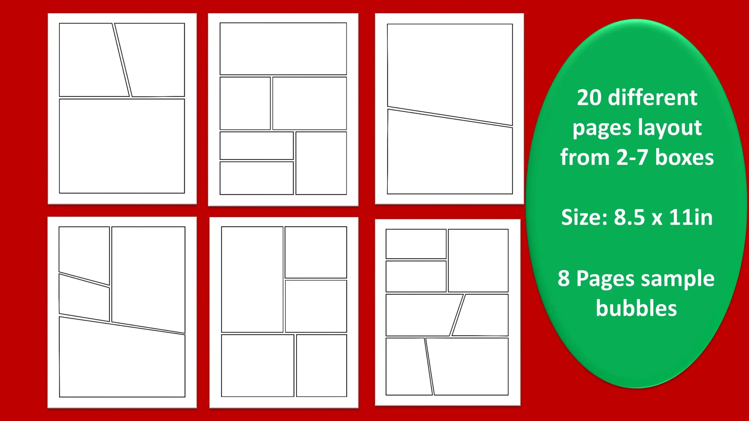 Blank Comic Book Pages 20 Layout Designs 8 5 X 11 PDF Etsy