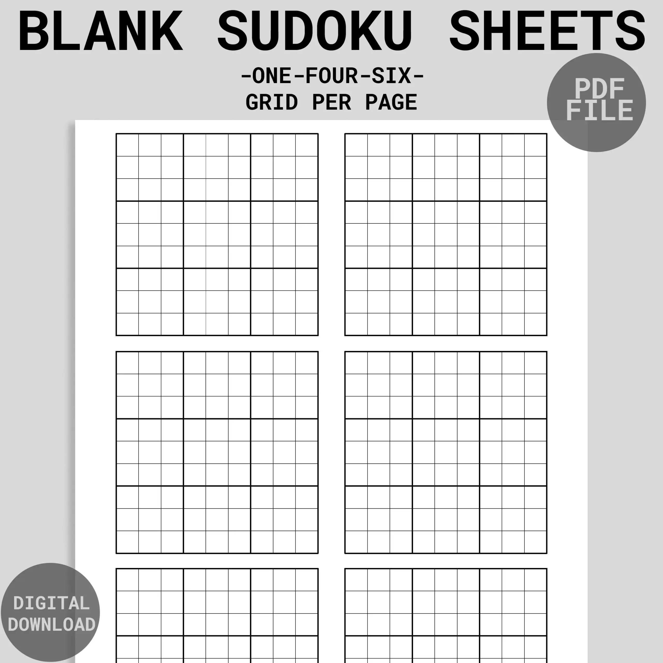 Blank Sudoku Pages Printable Blank Sudoku Sudoku Grid Sudoku Game Sheets Sudoku Grid Template Printable Sudoku Grids Sudoku Page Etsy