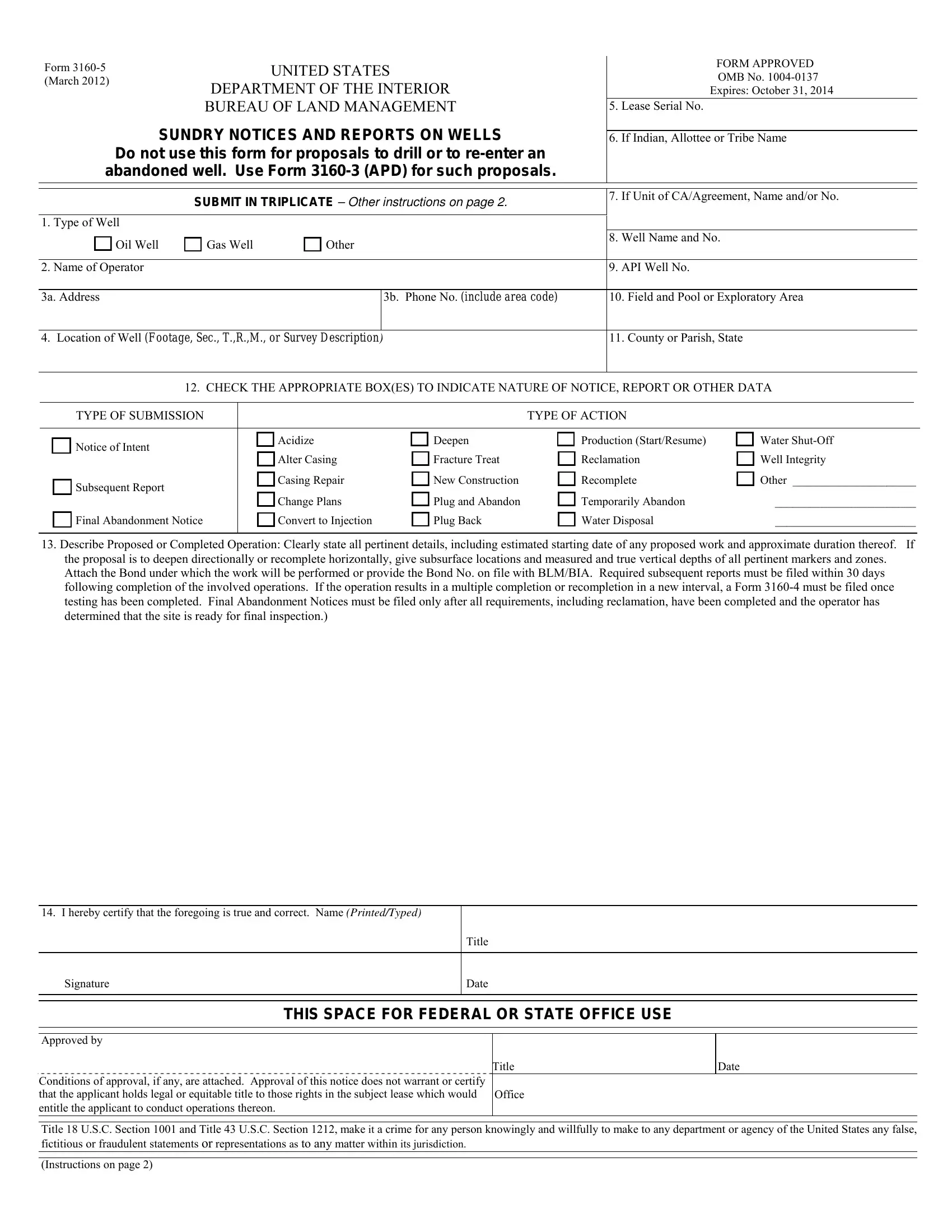 Blm Sundry Notice Form Fill Out Printable PDF Forms