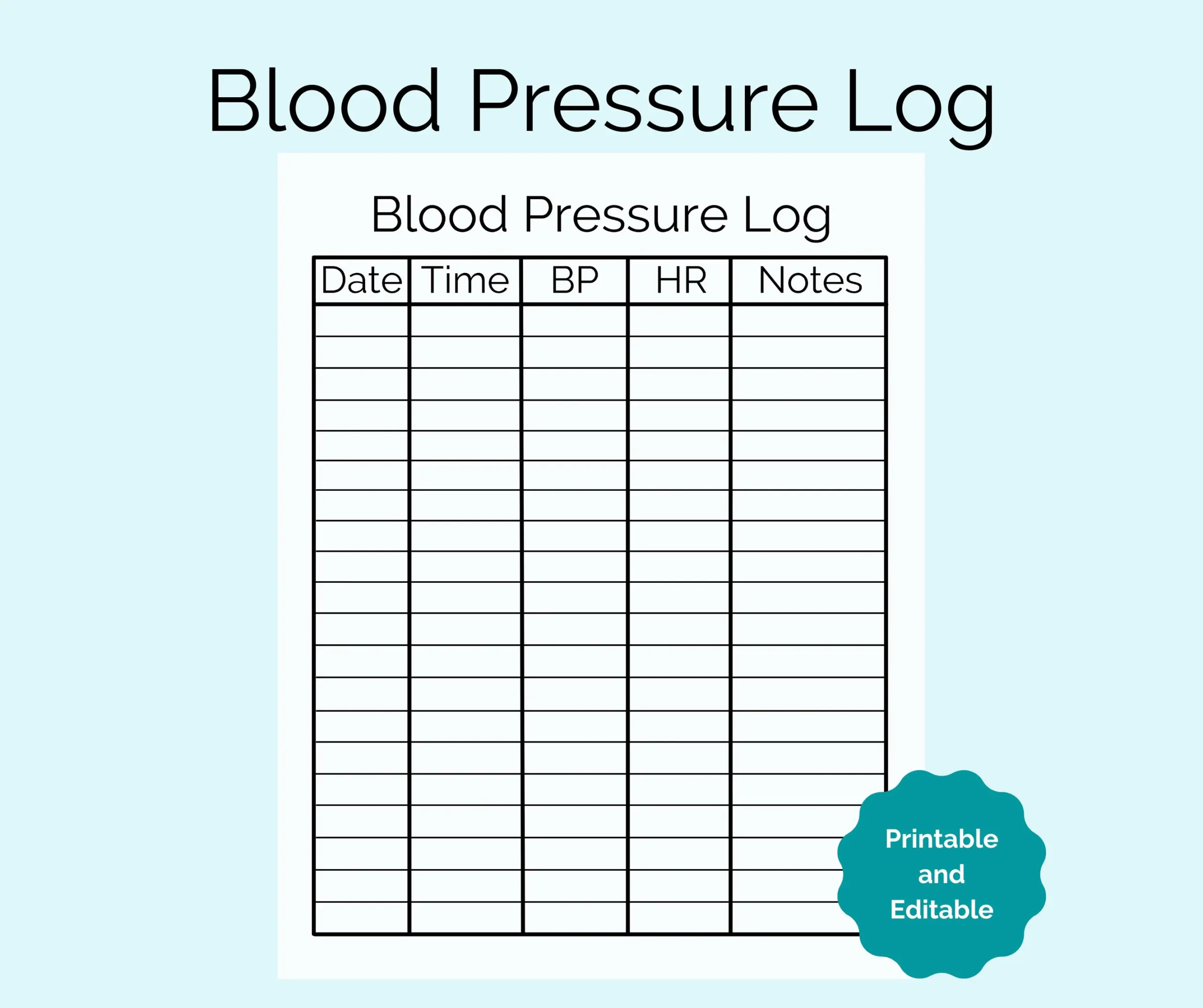 blood pressure monitoring log