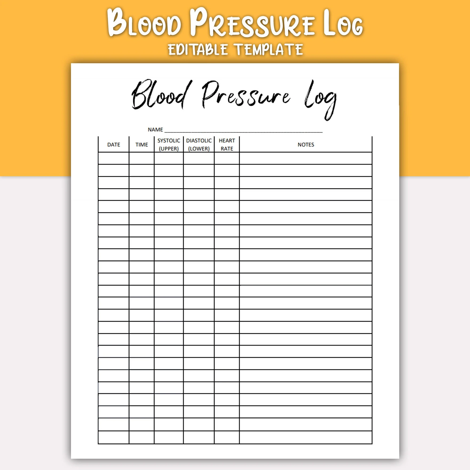blood pressure log sample