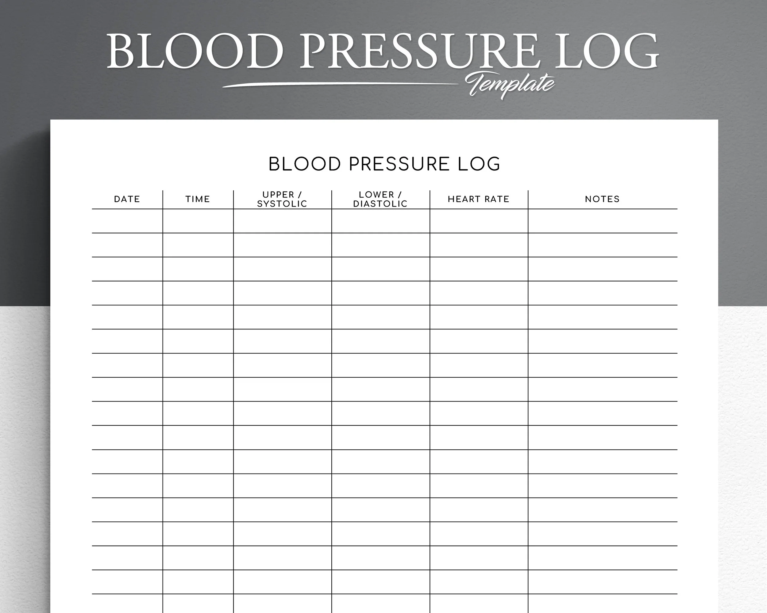 blood pressure log chart