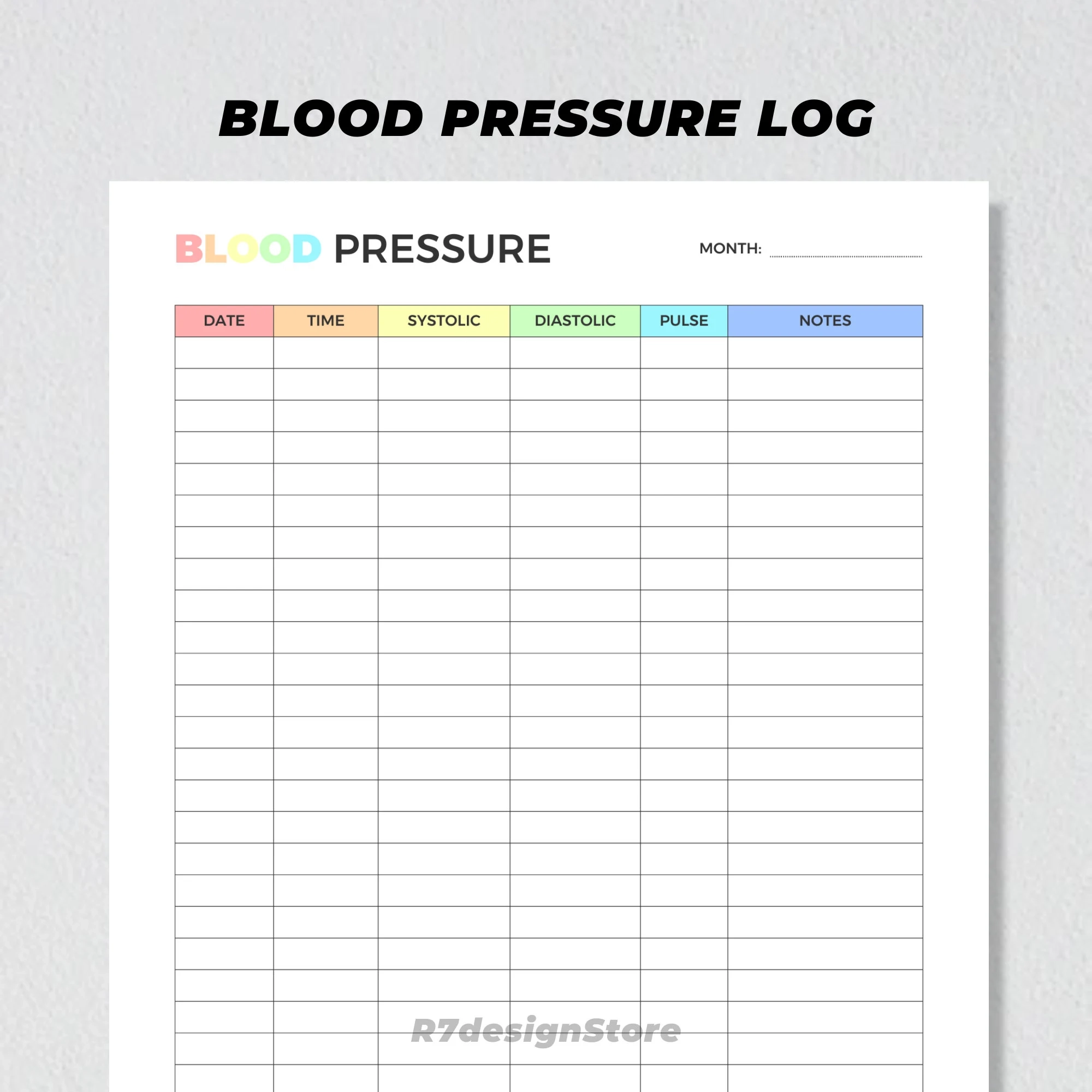 blank blood pressure chart
