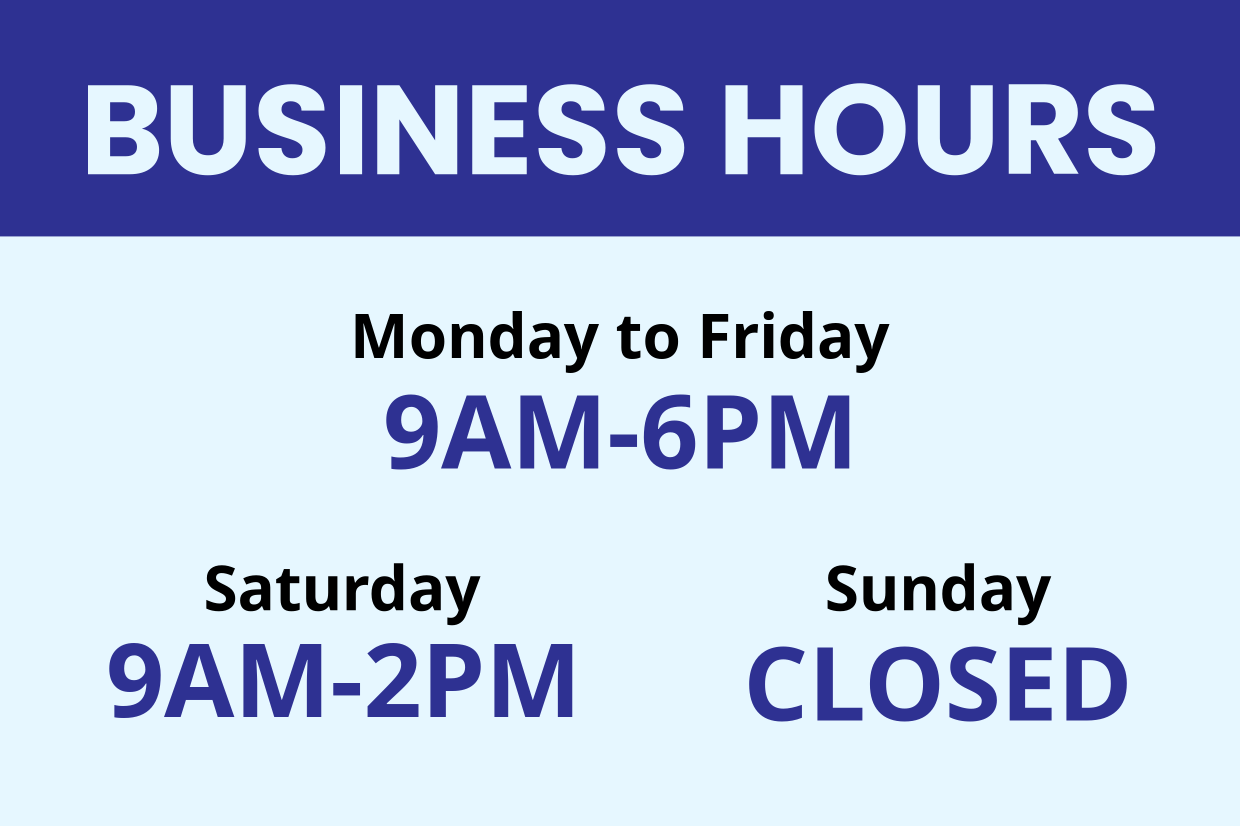 Blue Themed Business Hours Sign Template Square Signs