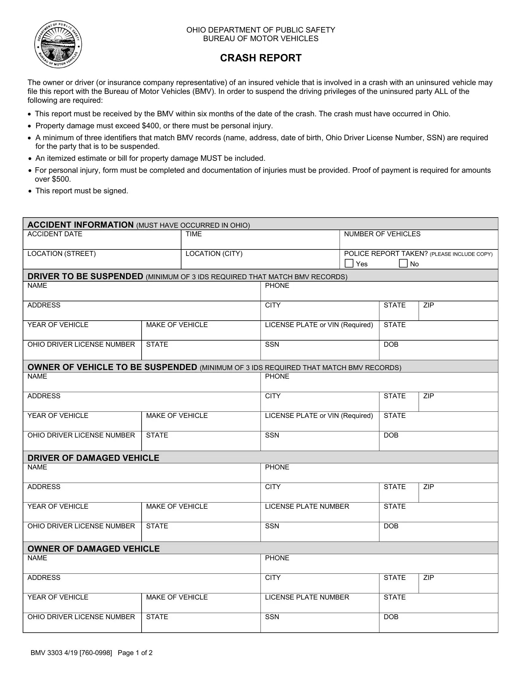 Bmv 3303 Form Fill Out Printable PDF Forms Online