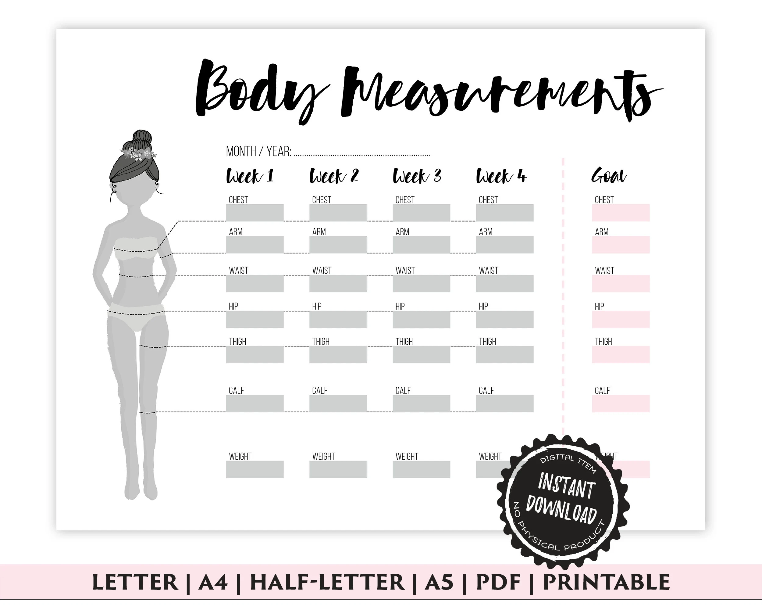 Body Measurement Tracker Weight Loss Tracker Printable Weight Loss Planner Diet Planner PDF A4 A5 Letter Half Letter Etsy Sweden