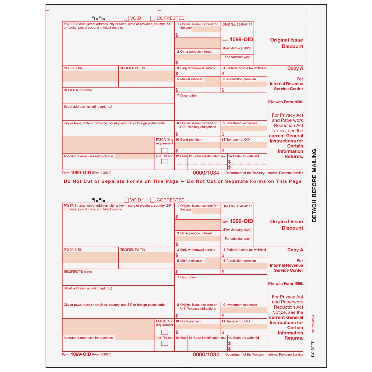 BOIDFED05 Form 1099 OID Original Issue Discount Copy A Federal Greatland