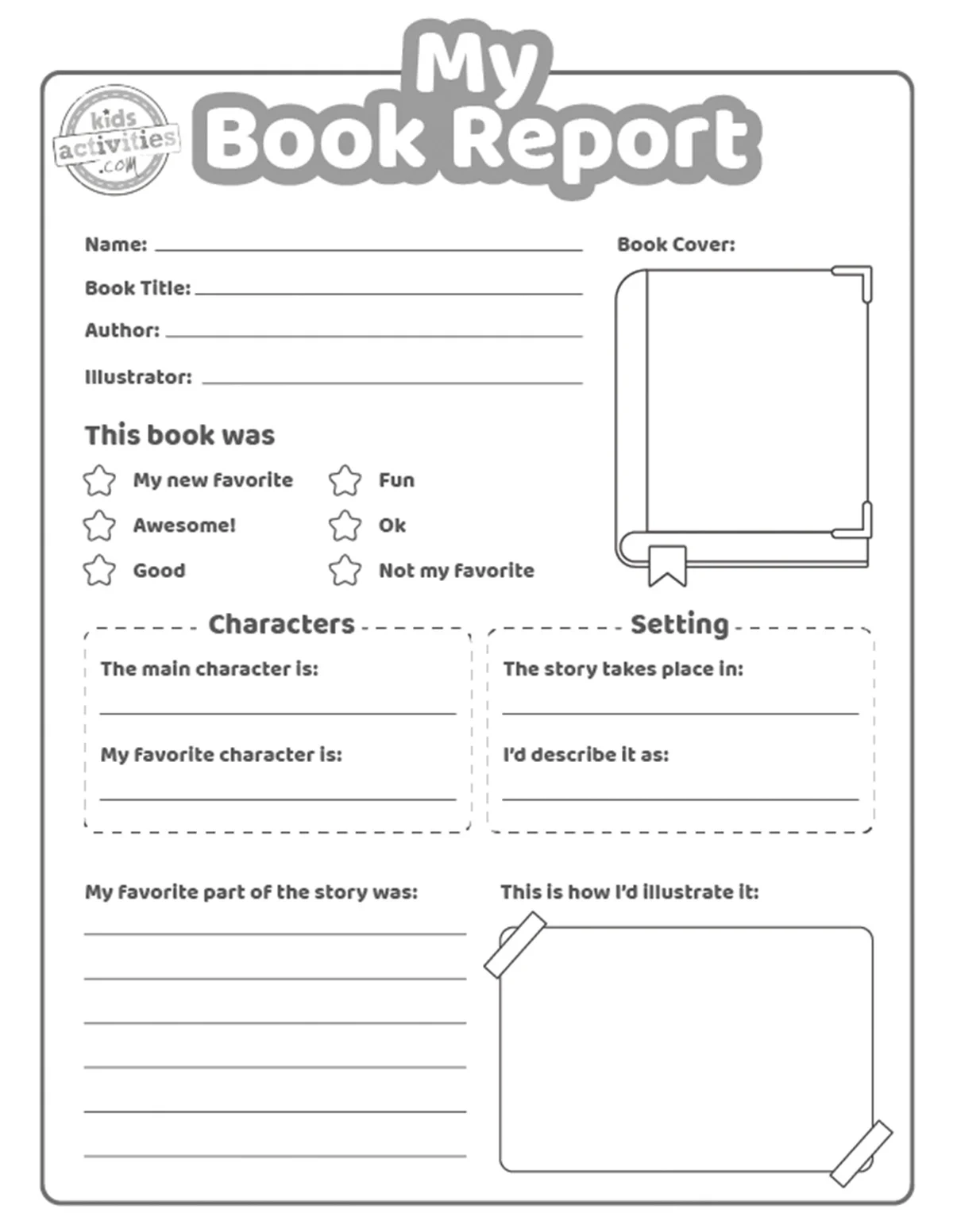 Book Report Template For Avid Readers Kids Activities Blog