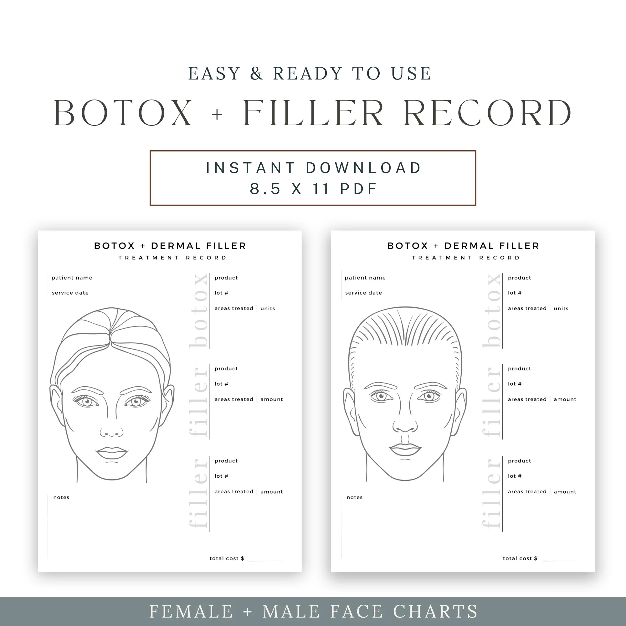 free printable botox face chart