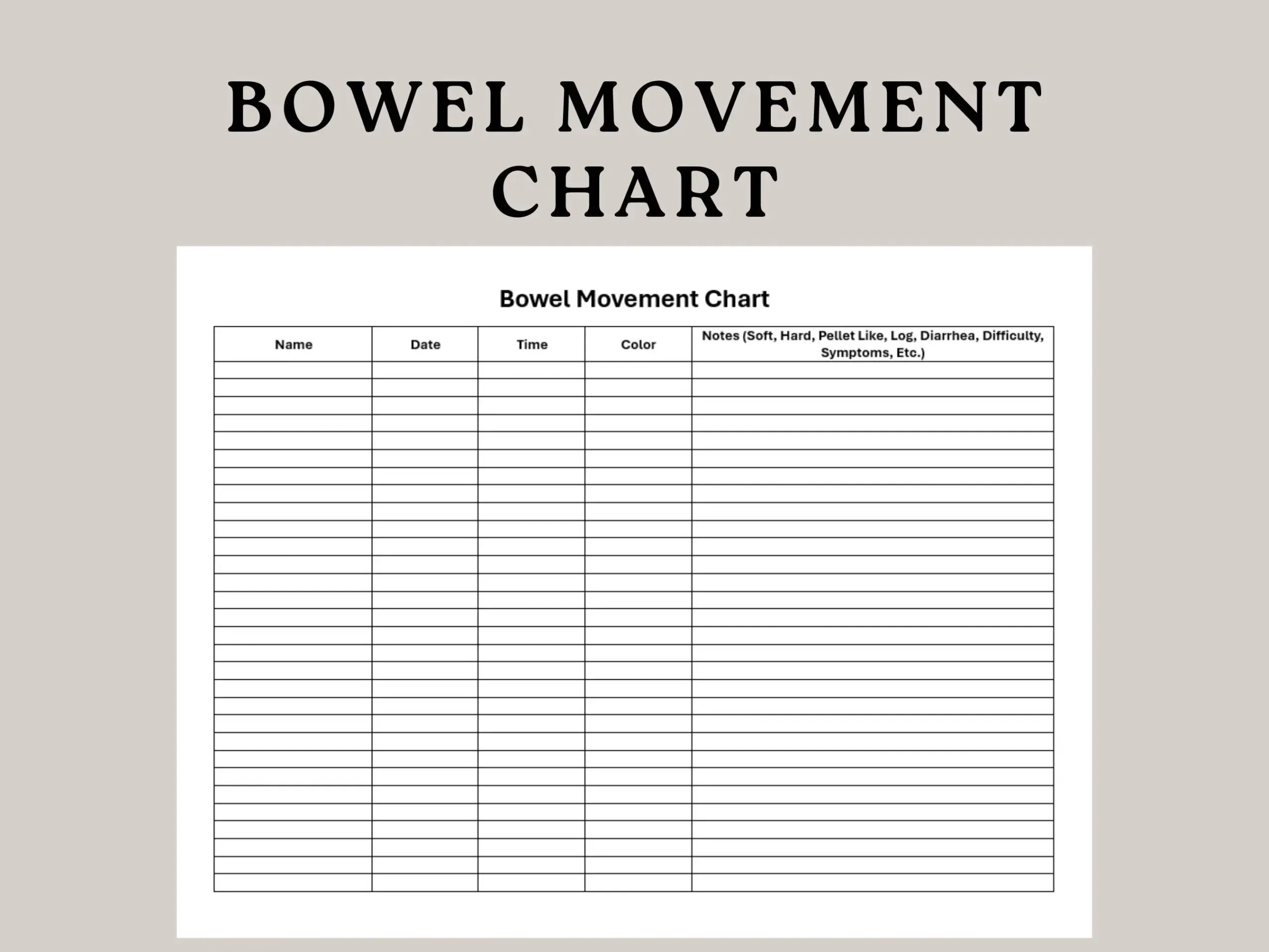 Bowel Movement Chart Stool Chart Poop Log Constipation Tracker Poop Calendar Irritable Bowel IBS Tracker Gut Issues Chart Etsy