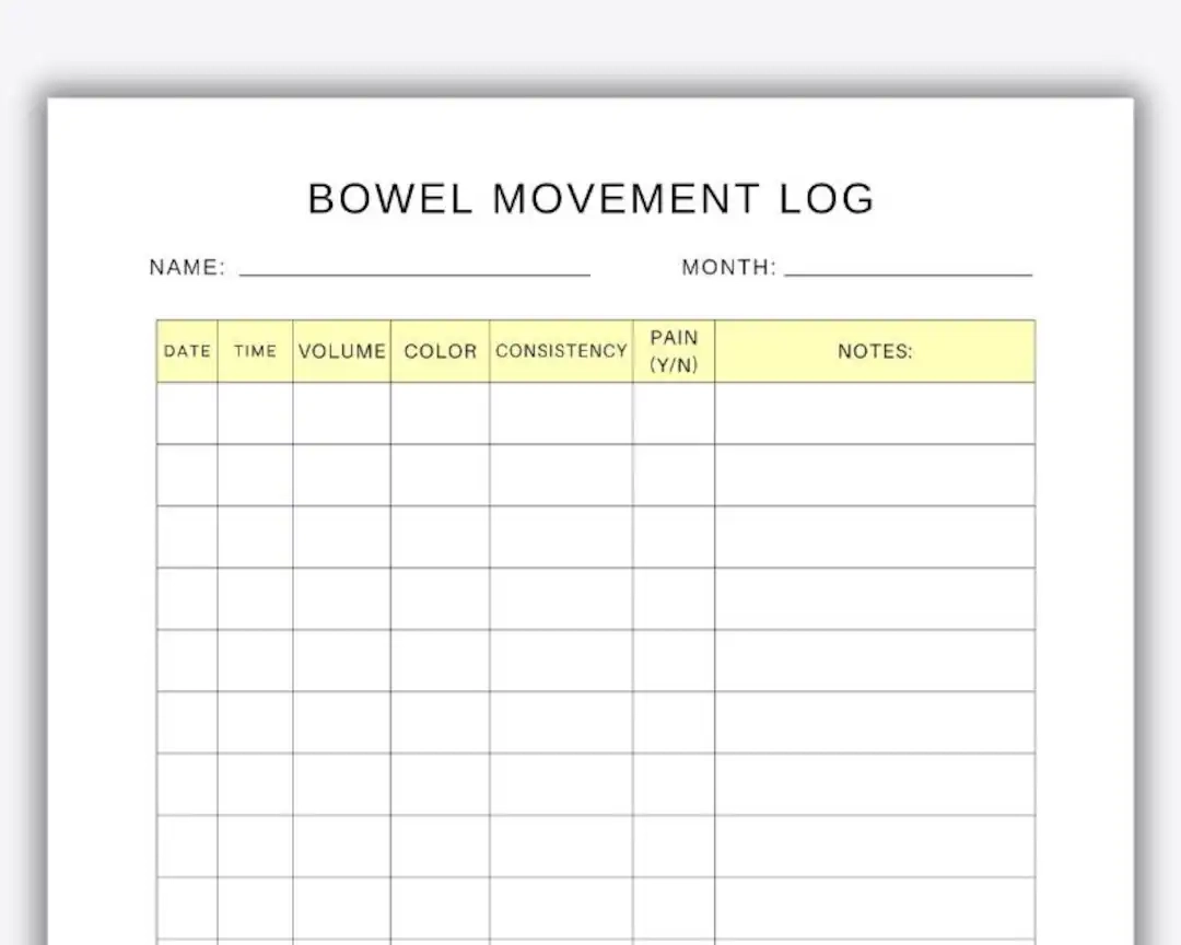 Bowel Movement Log Printable BM Sheet Bowel Movement Log Nurse Tracker Healthcare Template Daily Log Sheet Pooping Schedule Etsy