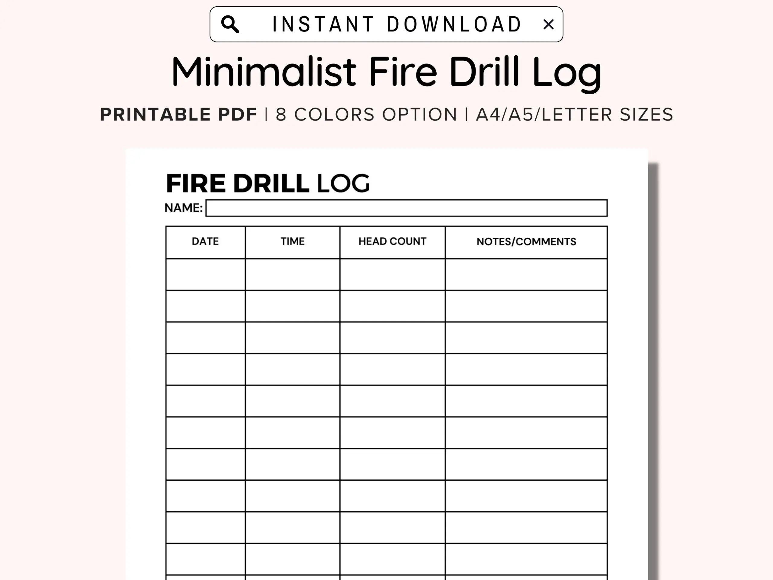 Business Fire Drill Log Printable Organization Fire Drill Practice Daycare Fire Drill Log Childcare Fire Drill Tracker Daycare Forms Etsy Israel