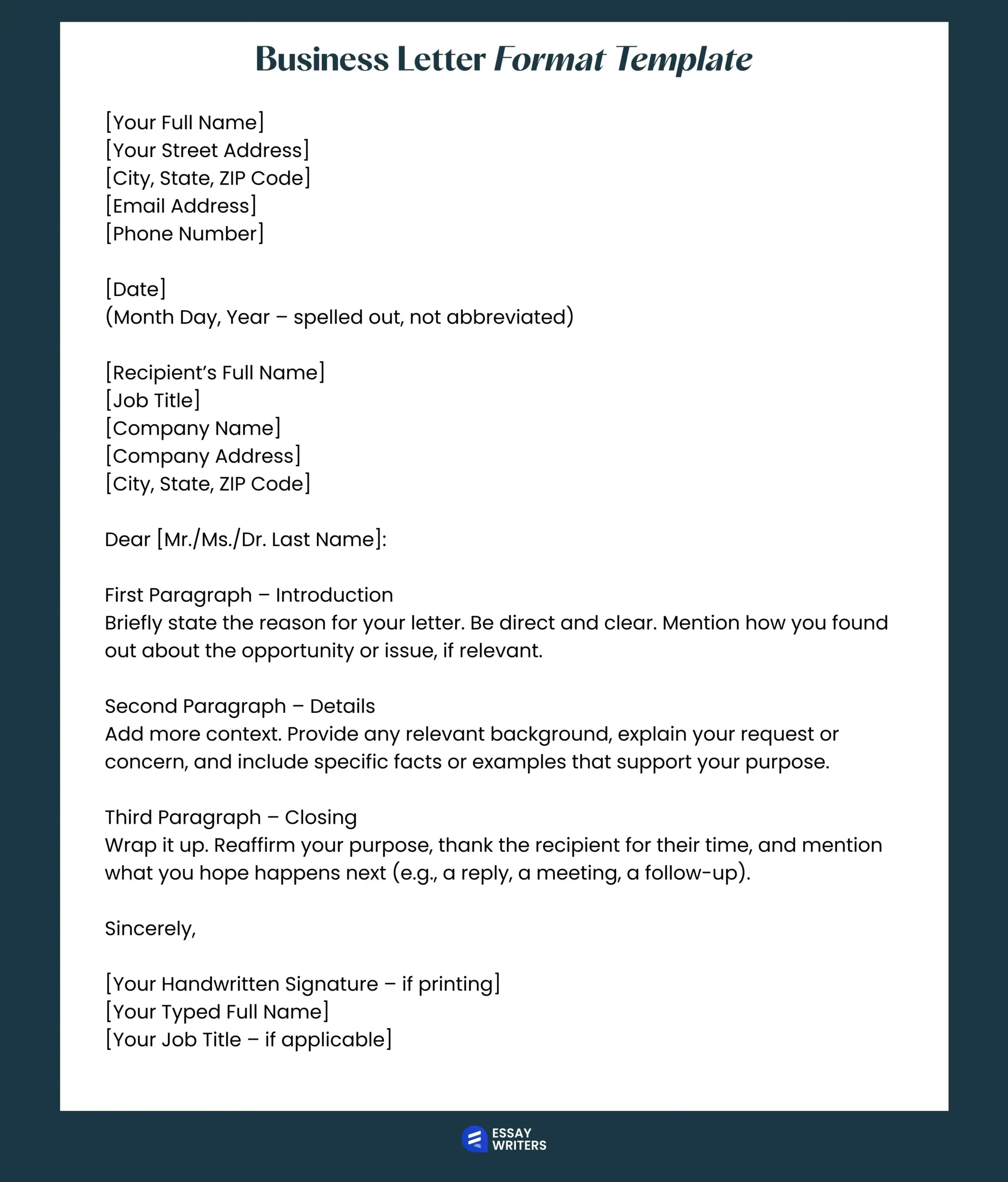 Business Letter Format With Template And An Example