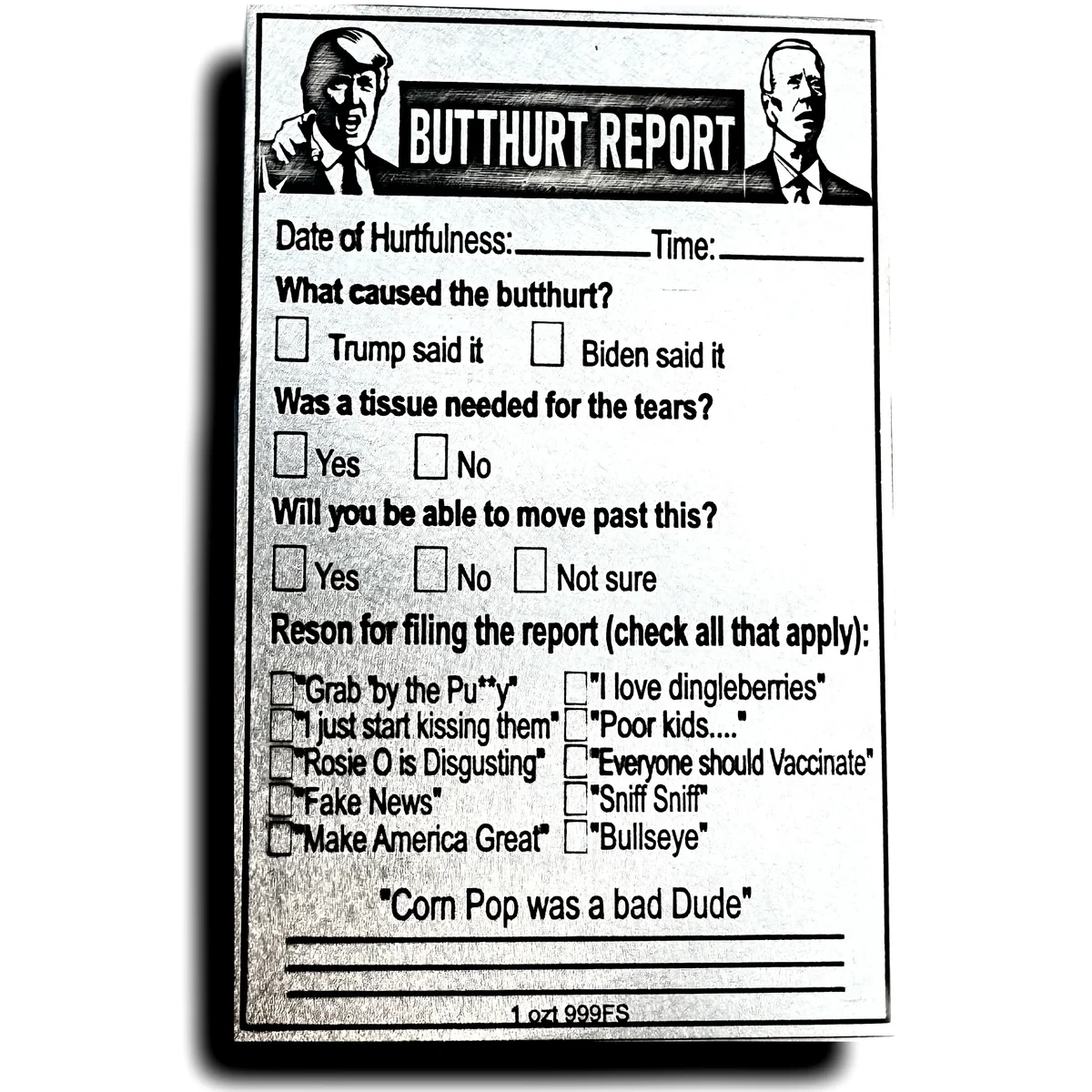 Butthurt Report Card V1 NVP North View Products 