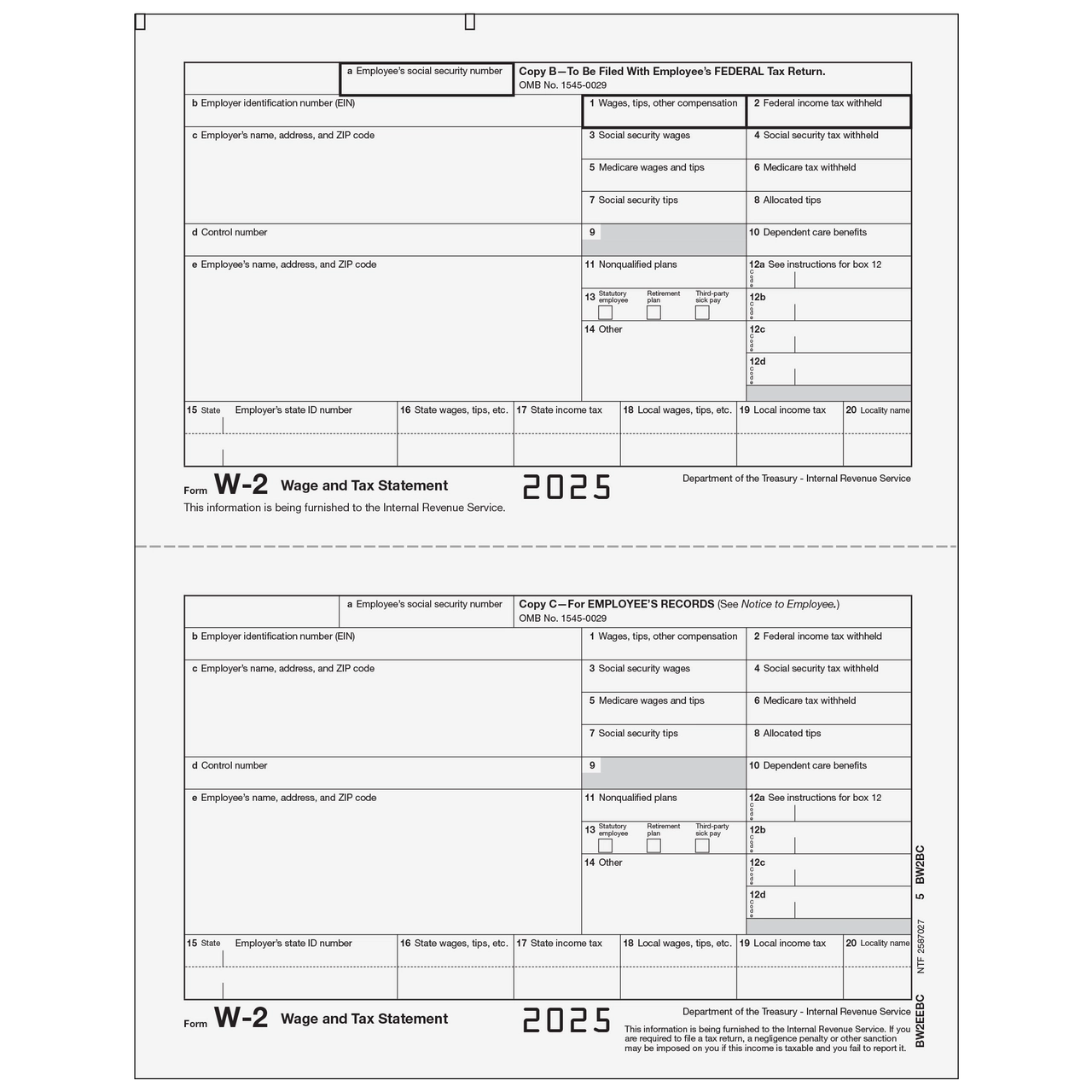 BW2EEBC05 Form W 2 Employee Federal And Record Copies B C NelcoSolutions