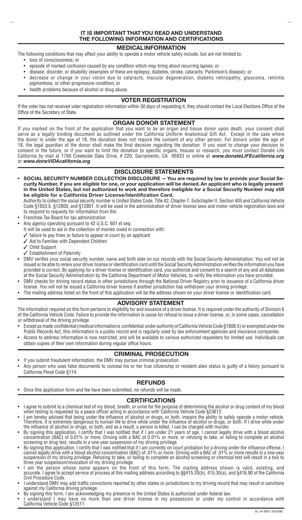 CA DMV DL 44 Form Fill Edit Online Download Print No Signup
