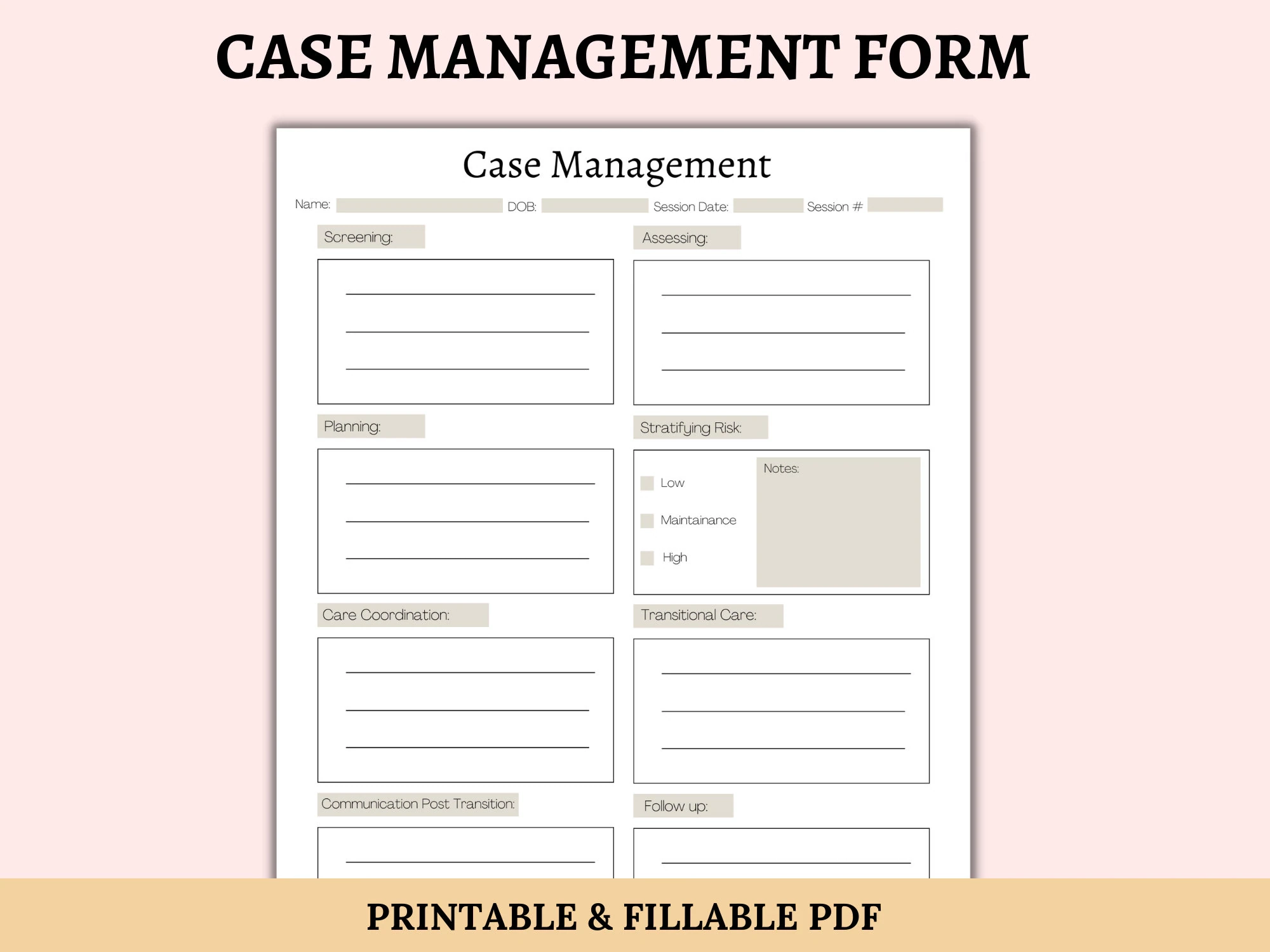 Case Manager Progress Notes Client Notes Case Notes Counseling Notes Fillable Printable Template Mental Health Notes Client Form Etsy