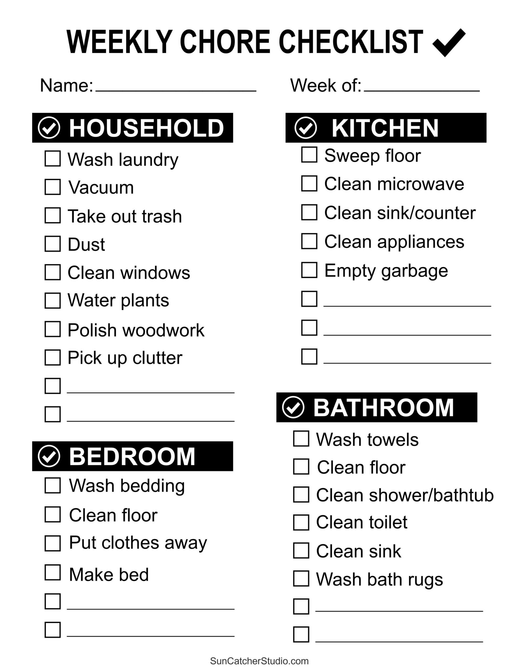 free printable weekly chore chart