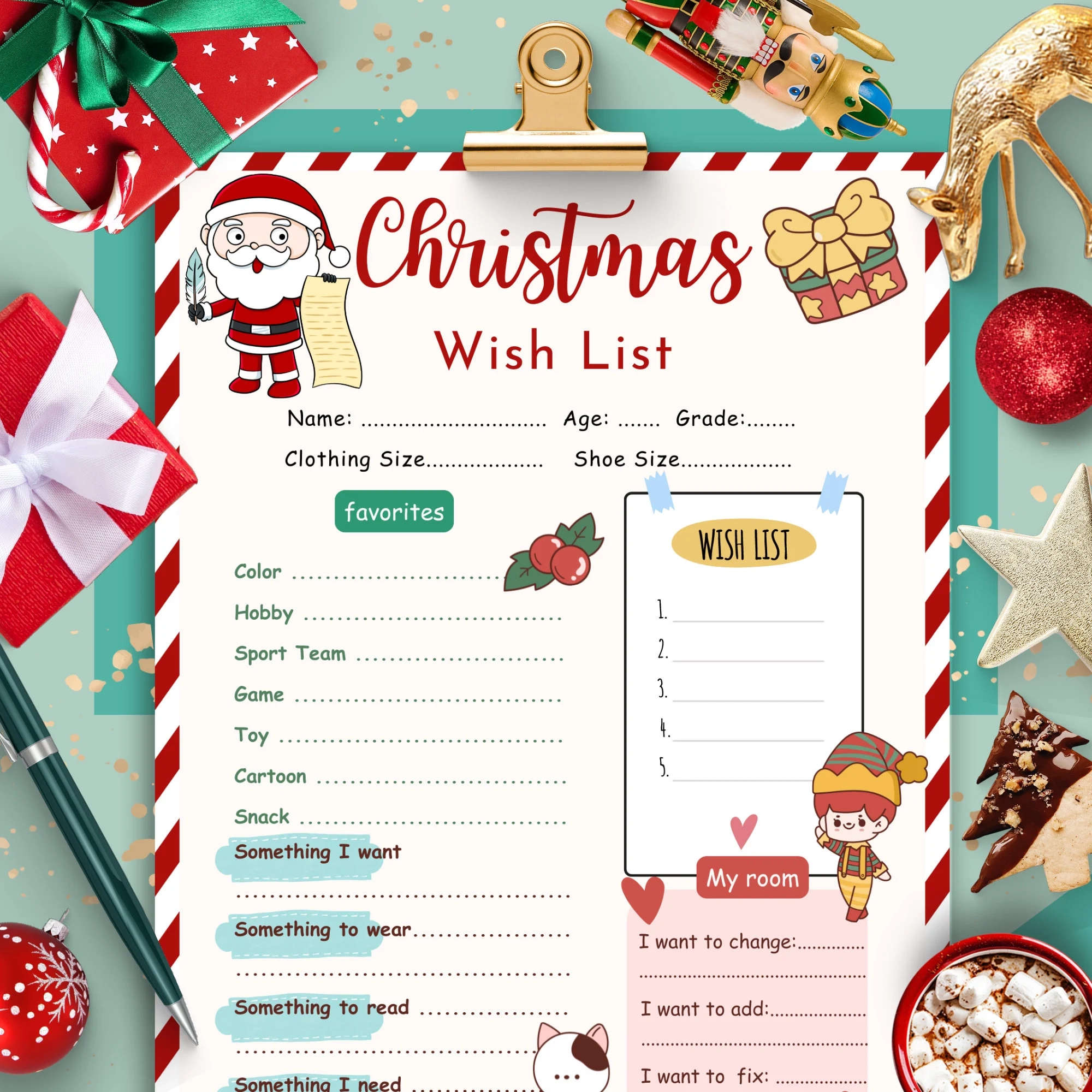 Christmas Wish List Template Kids Christmas Gift List Printable My Christmas Wishlist Aesthetic Letter To Santa Christmas Gifts Ideas Etsy