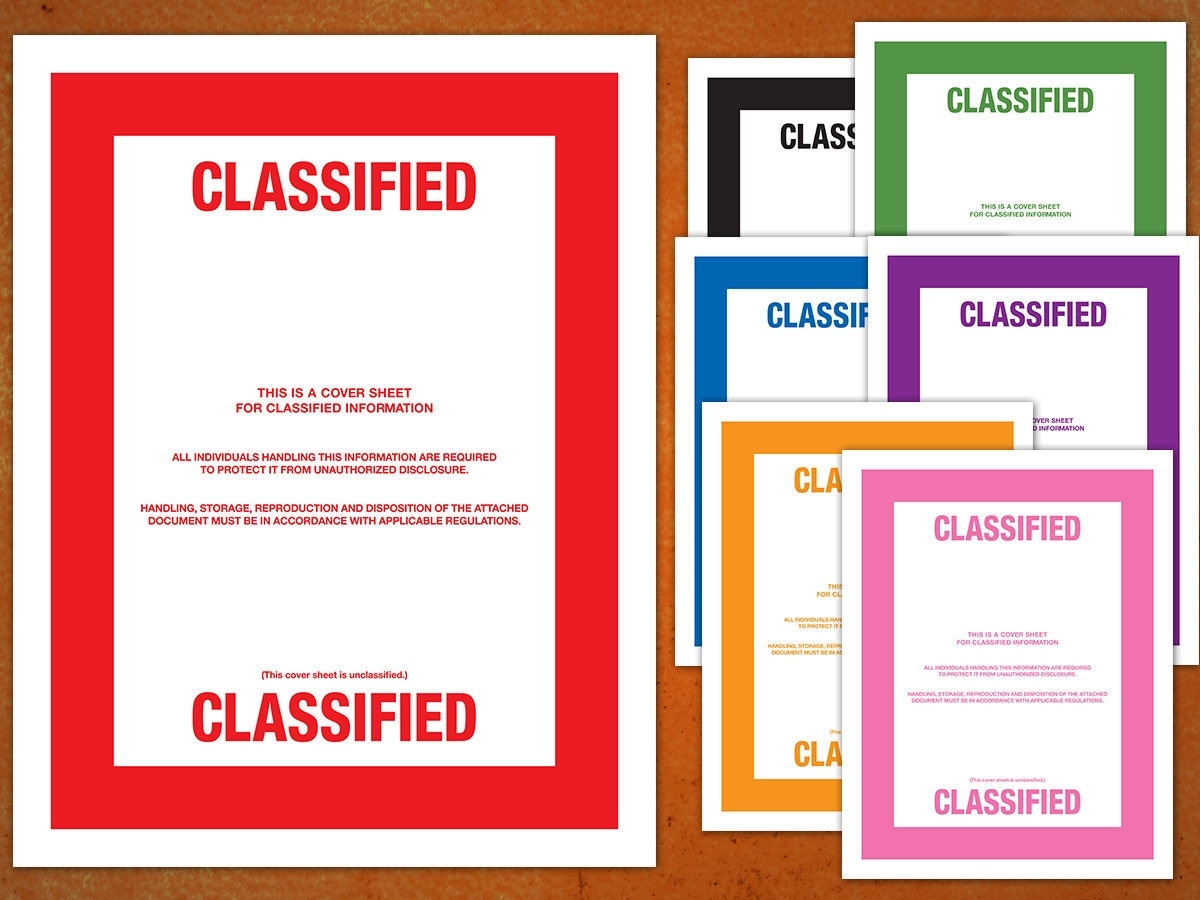 CLASSIFIED Top Secret Document Cover Sheets Multiple Colors PDF Instant Download Printable Print Etsy Norway