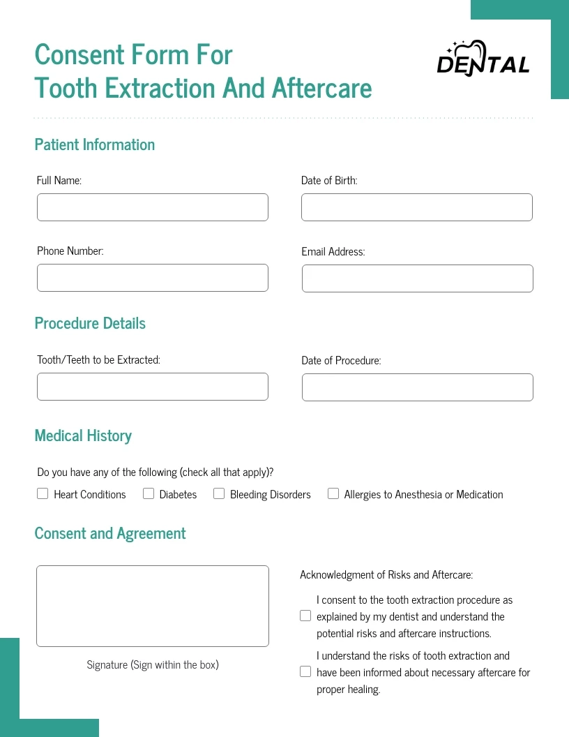 Clean Green Dental Consent Form Venngage