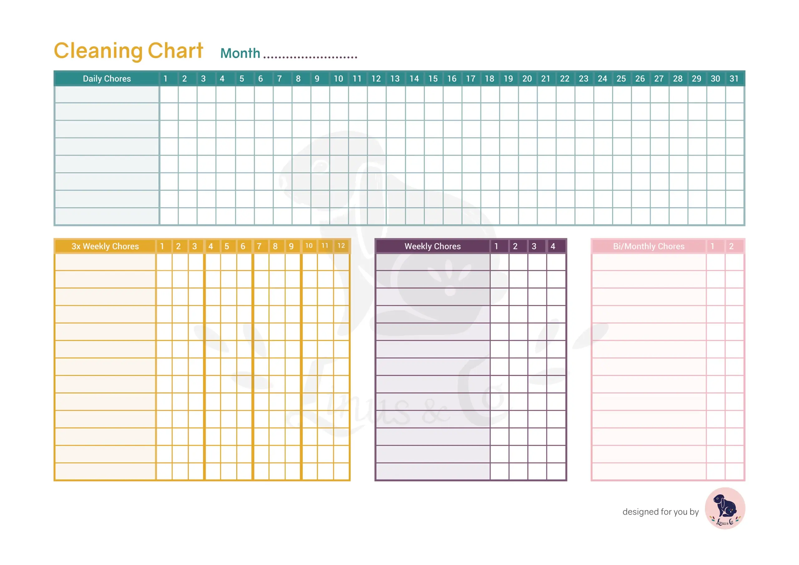 Cleaning Chart Printable Daily weekly monthly Chore Chart Cleaning Tracker Multicolour Chore Chart Cleaning Printable Tracker Etsy