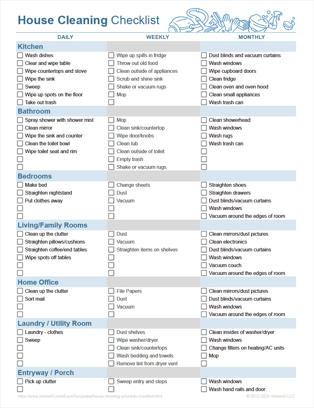 sample cleaning checklist templates