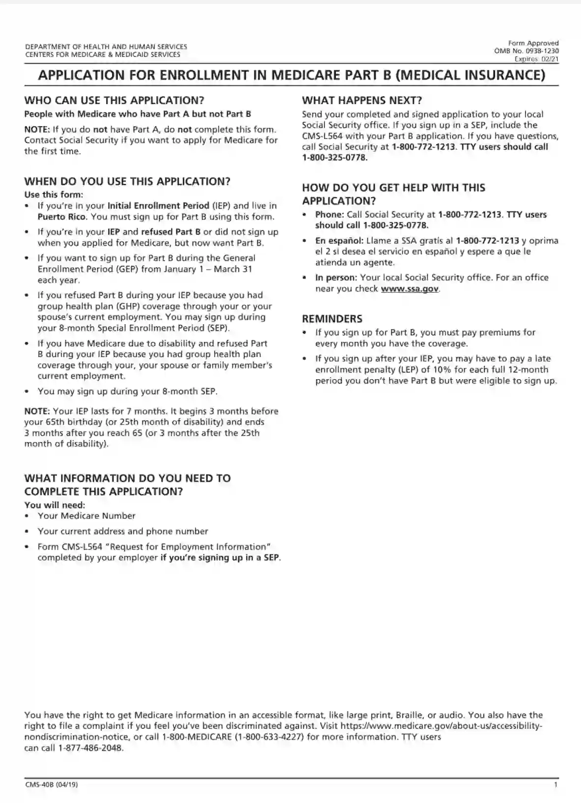 CMS 40B Fill Out Printable PDF Forms Online