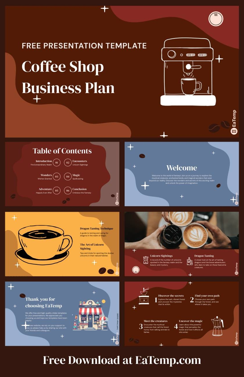 Coffee Shop Business Plan PPT Presentation Template EaTemp