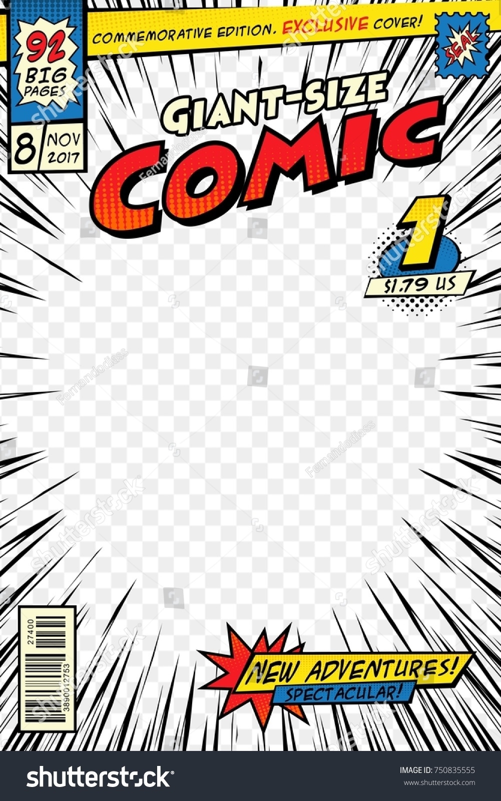 Comic Book Cover Template Art Conceptual Stock Vector Royalty Free 750835555 Shutterstock