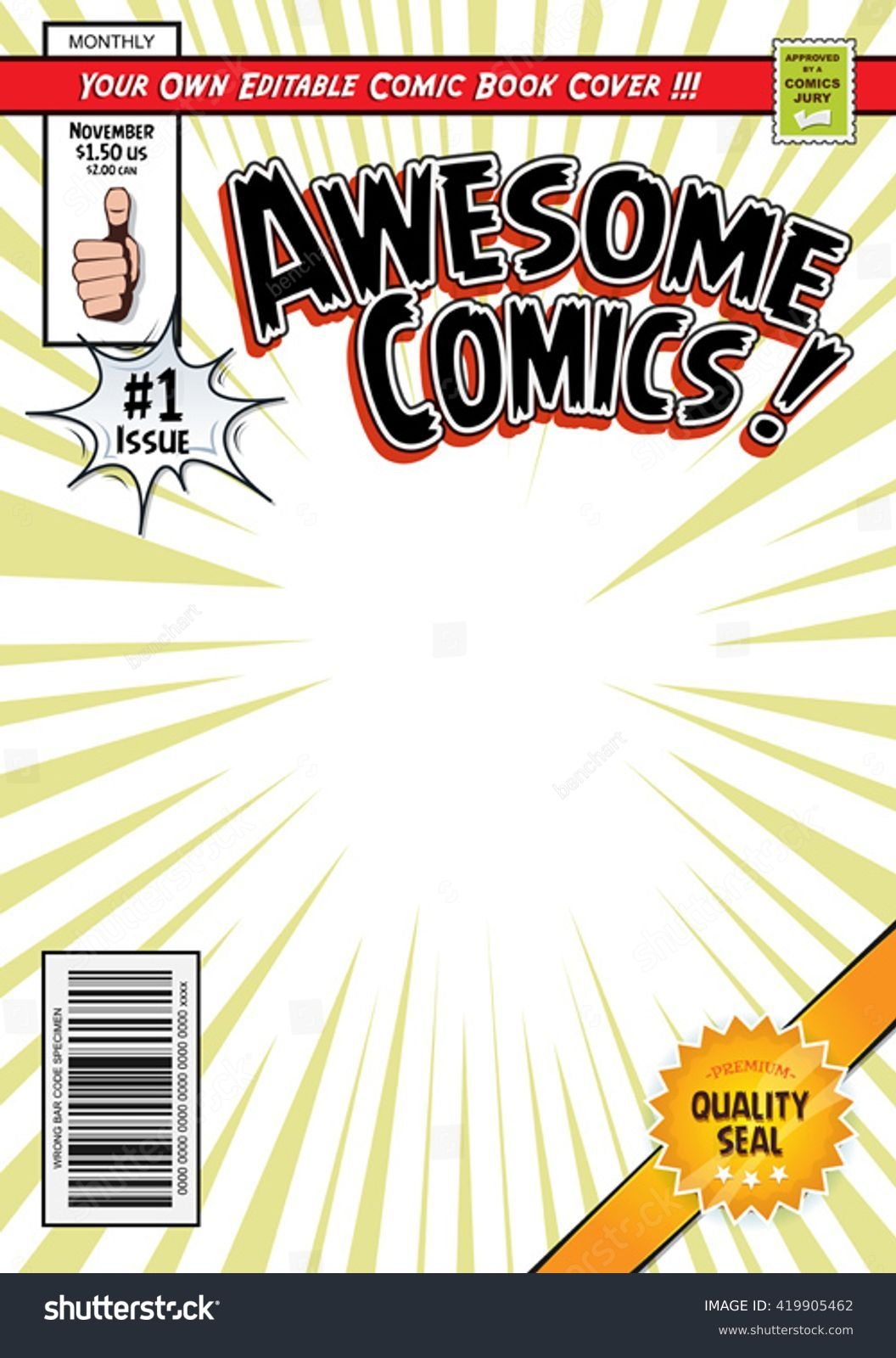 Comic Book Cover Templateillustration Cartoon Editable Stock Vector Royalty Free 419905462 Shutterstock