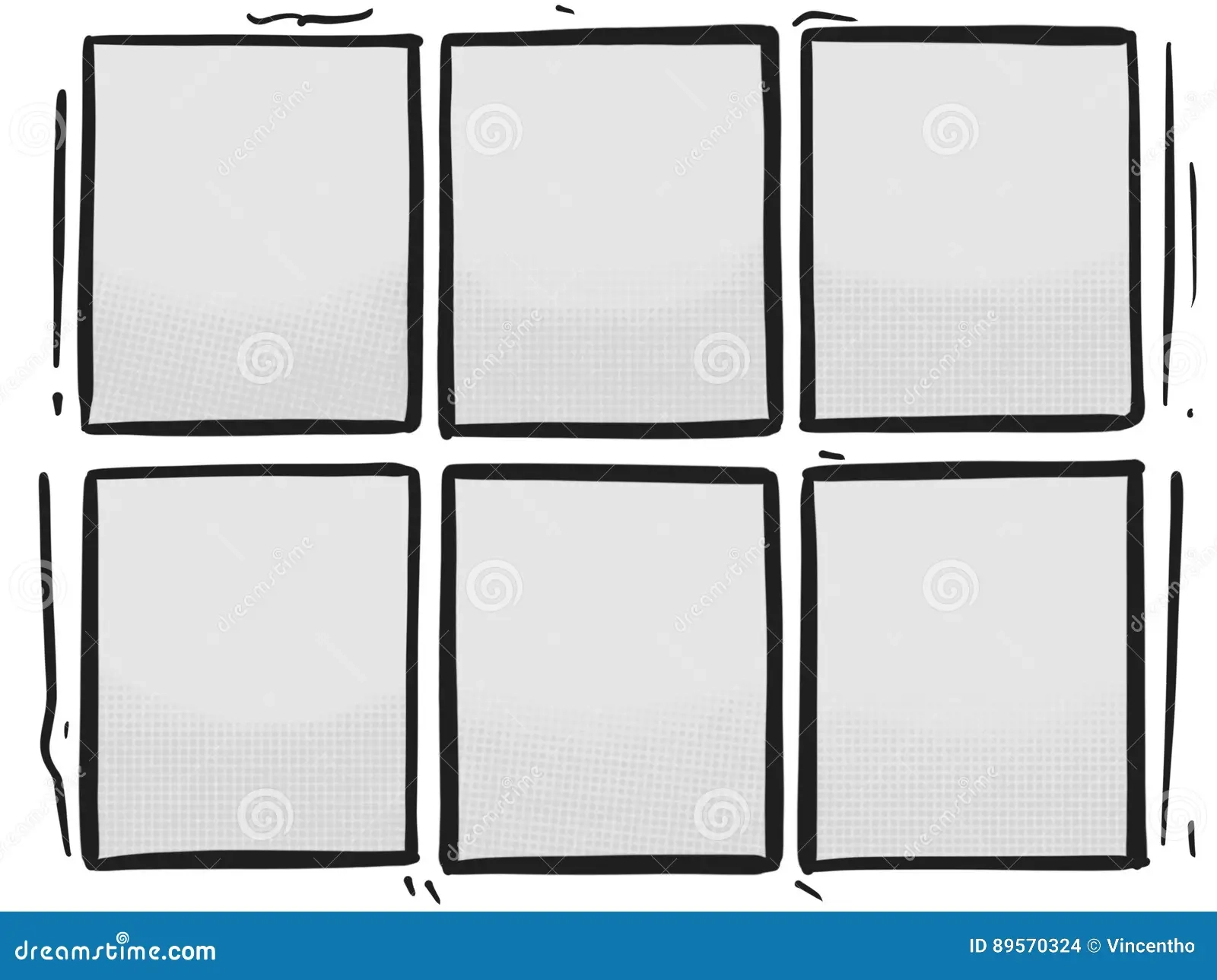 Comic Strip Six Grey Panels Box Halftone Cartoon Template Stock Photo Illustration Of Strip Space 89570324