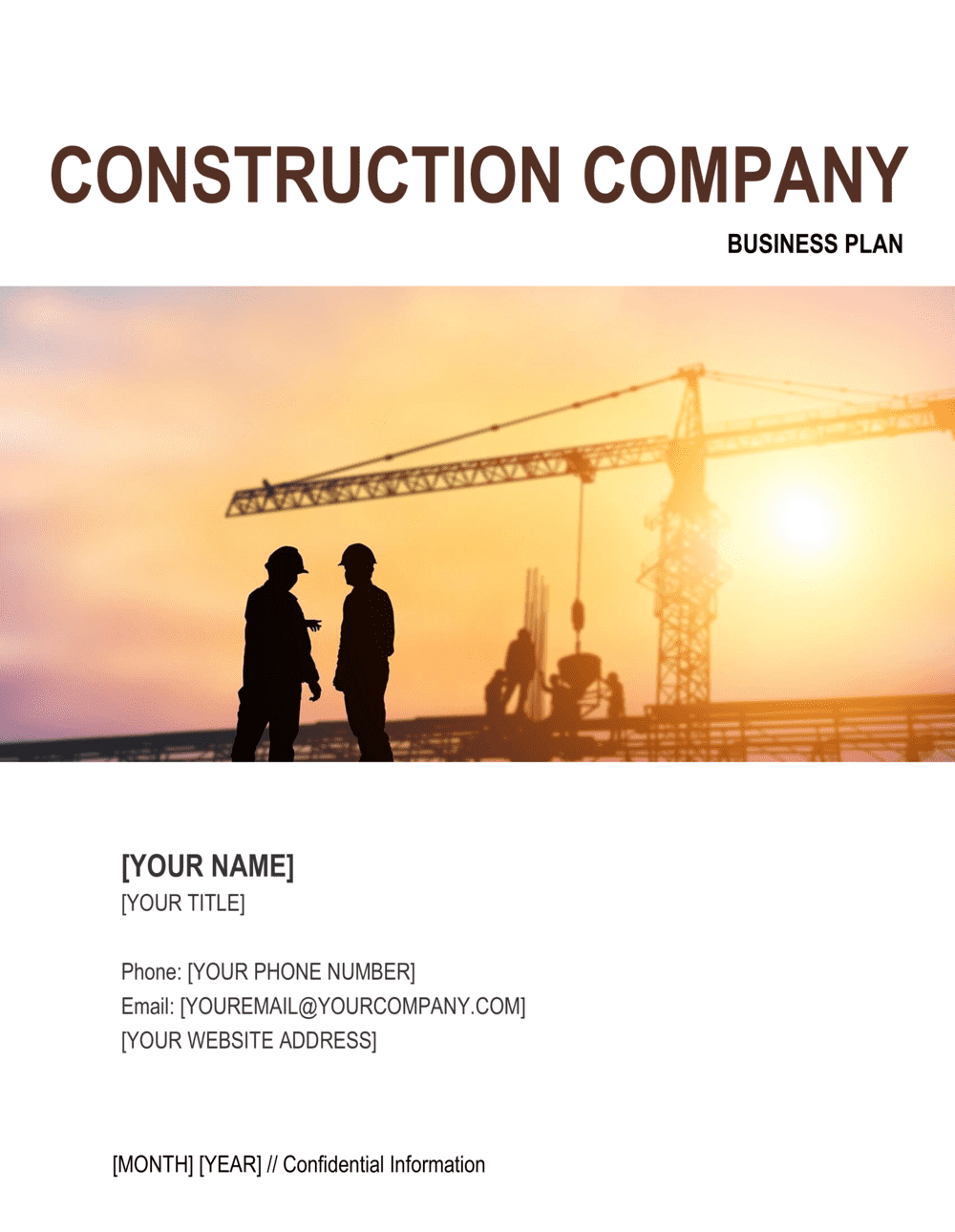 Construction Company Business Plan Template Free Word PDF