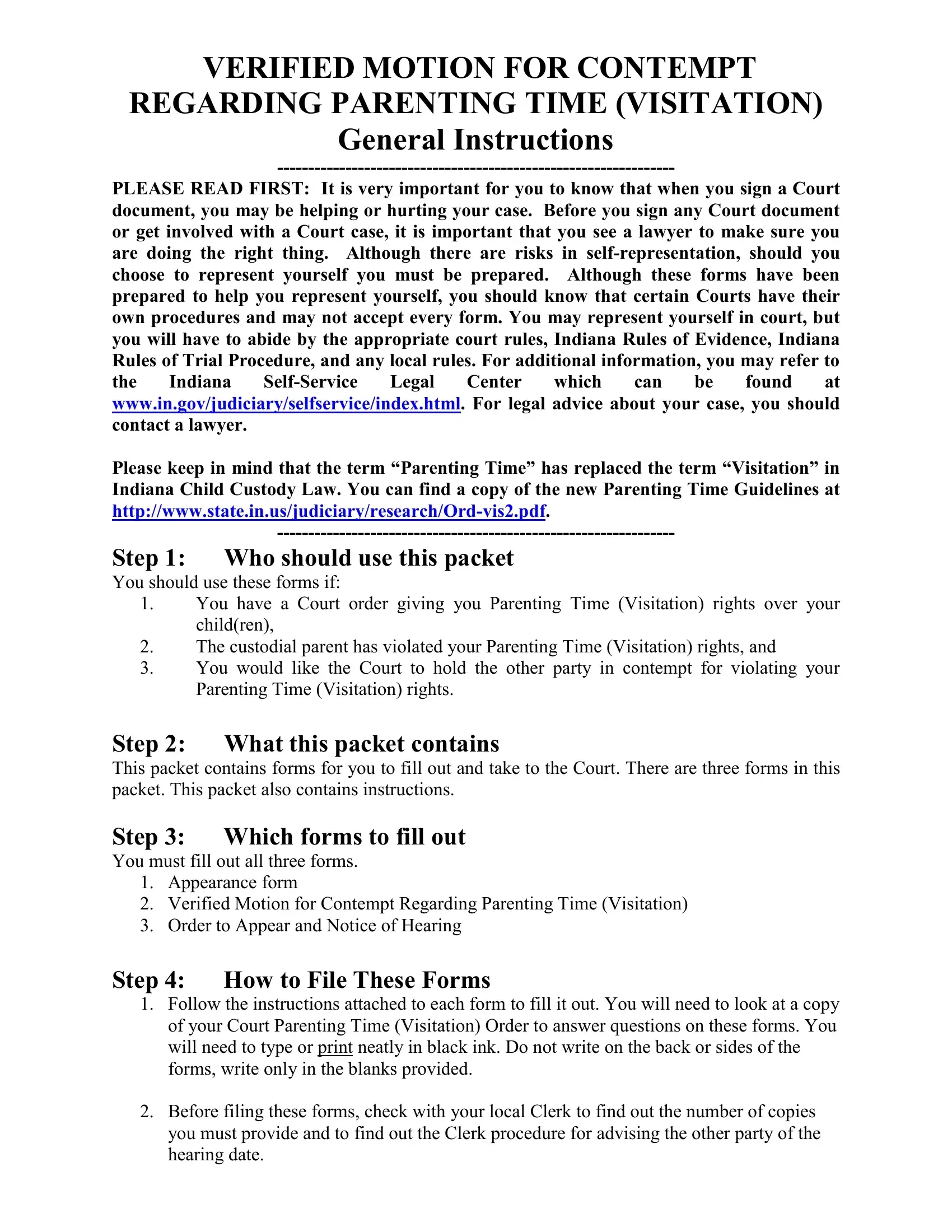 Contempt Of Court Form Indiana Fill Out Printable PDF